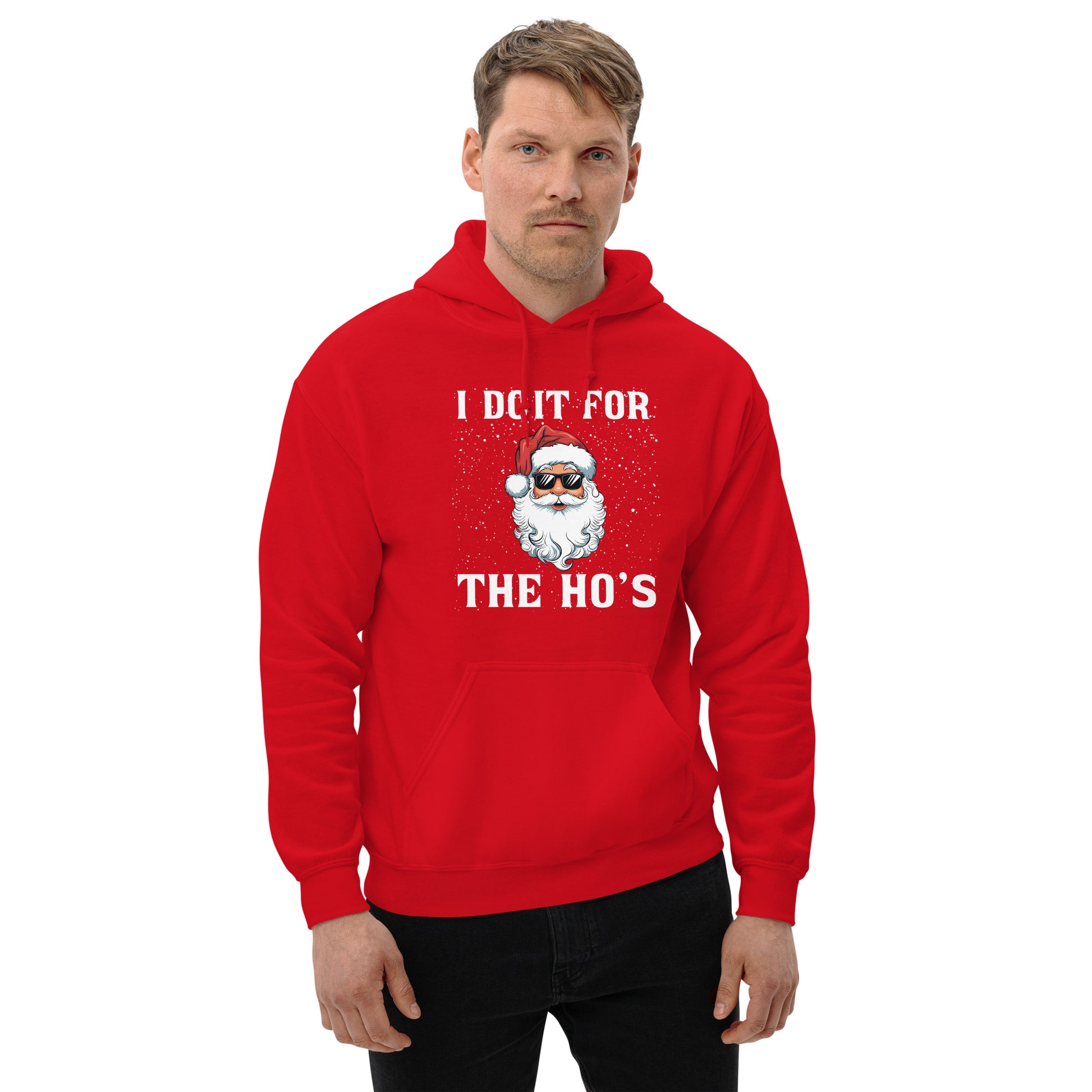 I Do It for the Ho's - Christmas Santa Hoodie - Color: Red