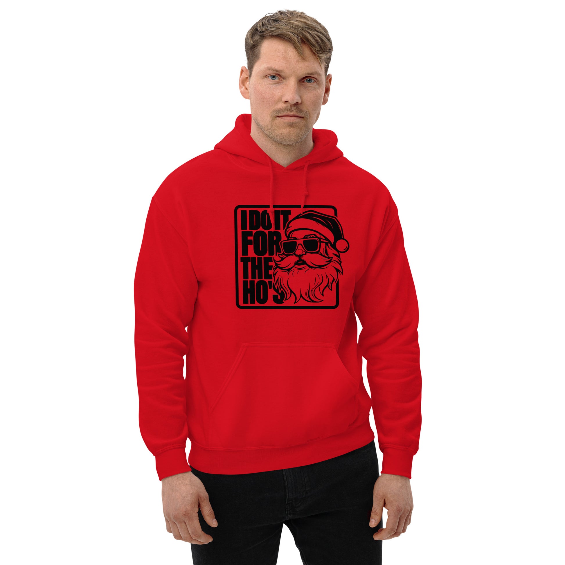 Funny Christmas Tee - Santa says I Do It for the Ho's Hoodie - Color: Red