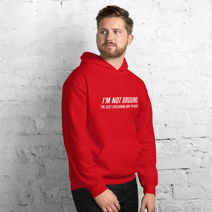 I'm Not Arguing I'm Just Explaining Why I'm Right Hoodie in White Letters - Color: Black