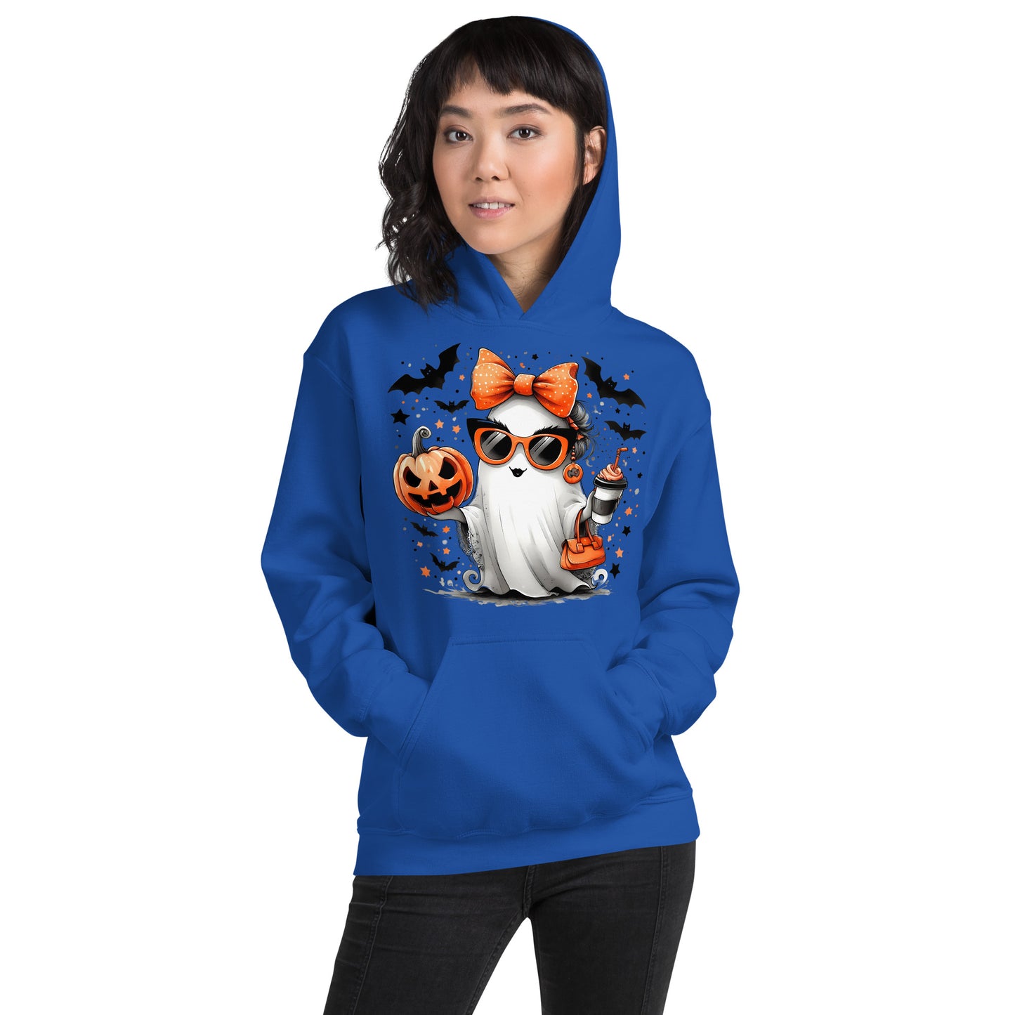 Cute Halloween Mom Ghost Hoodie Color: Red