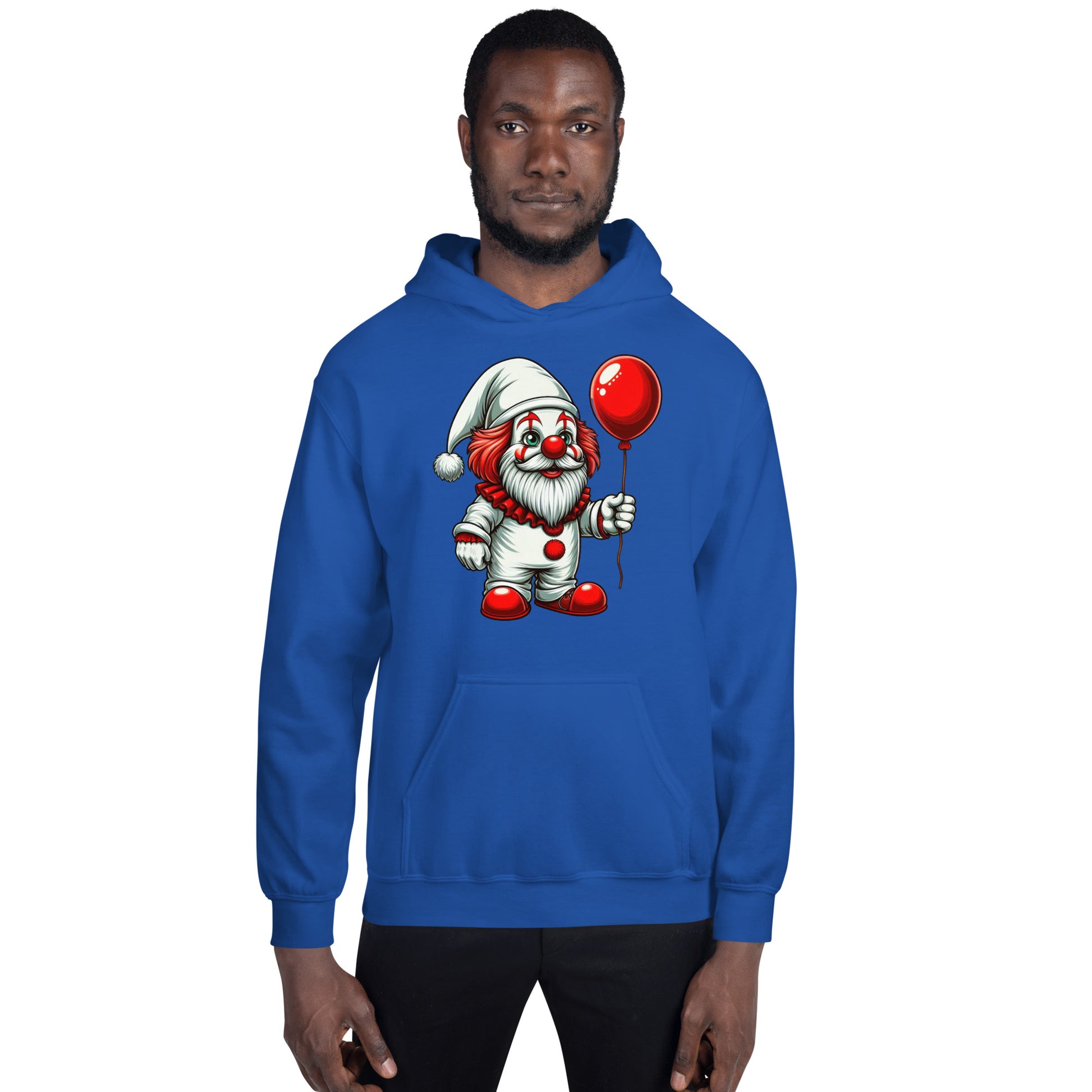 Scary Gnome with Red Balloon Hoodie Color: Black