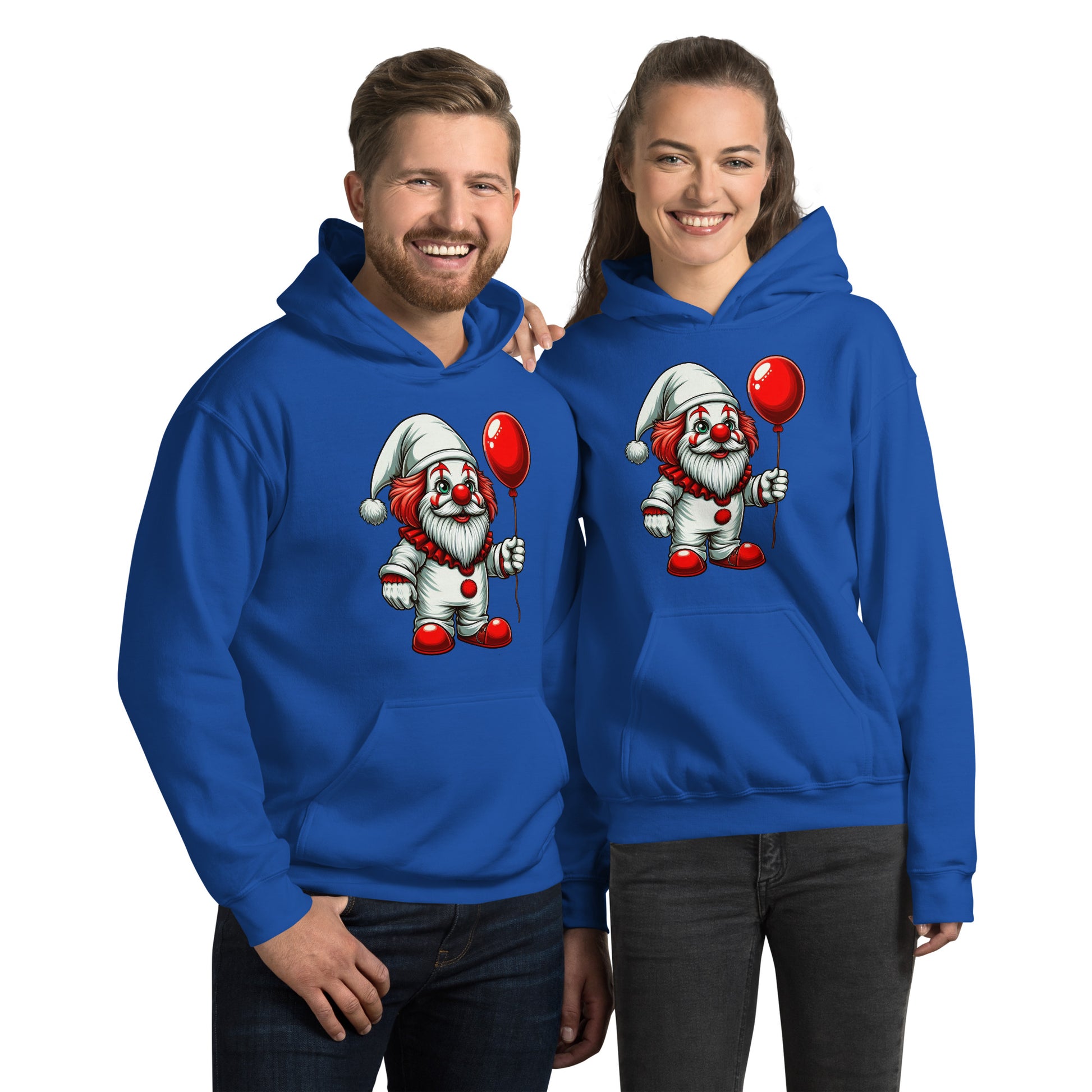 Scary Gnome with Red Balloon Hoodie Color: Royal