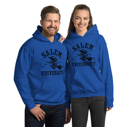 Salem University Hoodie (Halloween Witch Riding Broom) Color: Royal