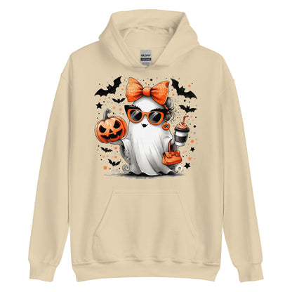 Cute Halloween Mom Ghost Hoodie Color: Sand