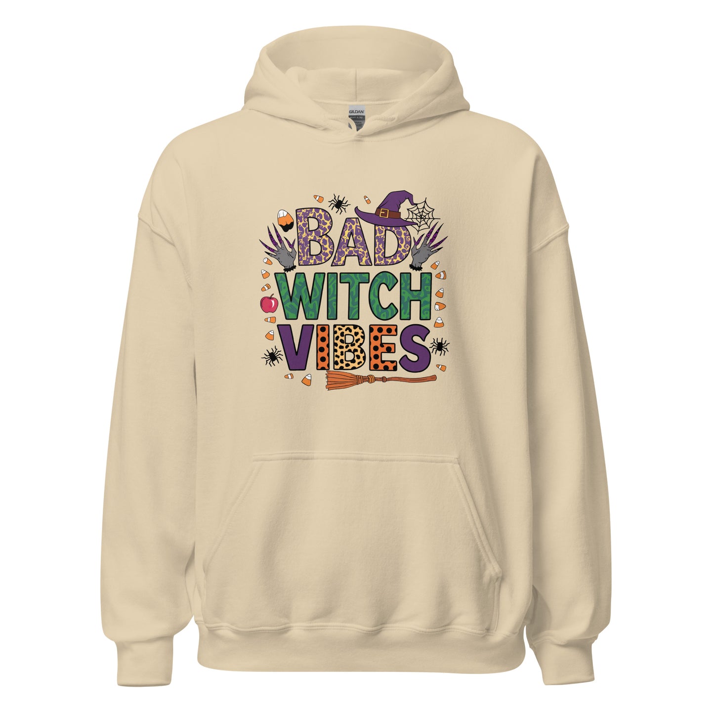 Bad Witch Vibes Hoodie (Halloween Witch) Color: Sand