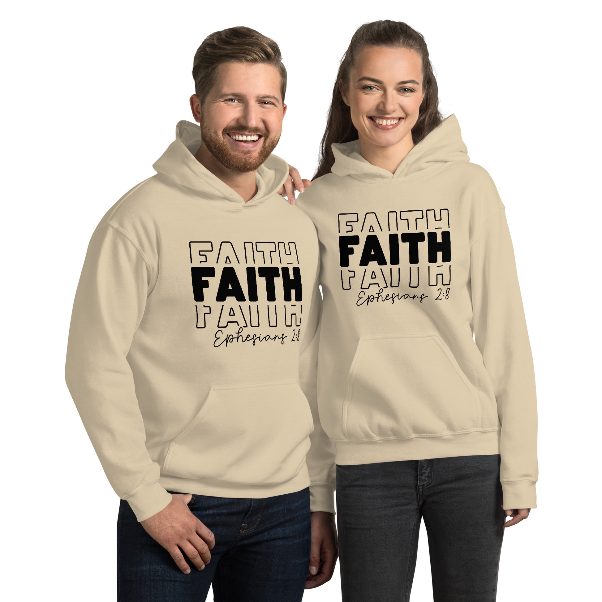 Faith Ephesians 2:8 Hoodie (essence of Faith as a gift from God) - Color: Sand