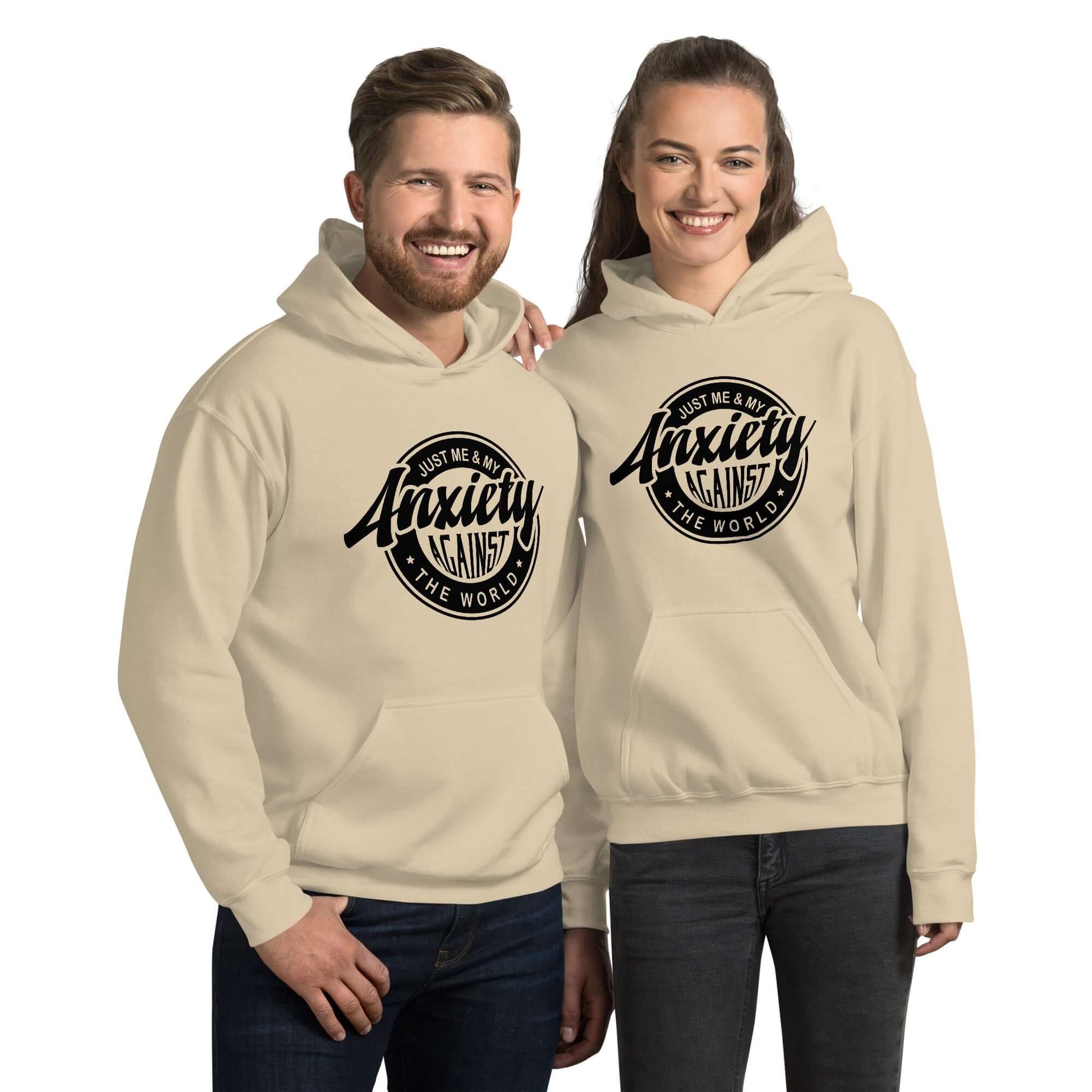 Just Me And My Anxiety Against The World Hoodie - Color: Sand