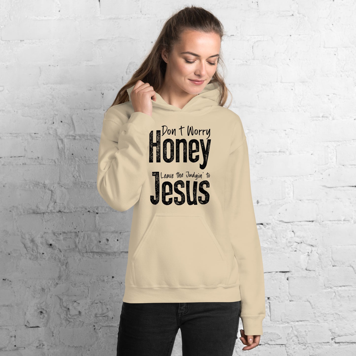 Don't Worry Honey Leave the Judgin' to Jesus Hoodie - Color: Red