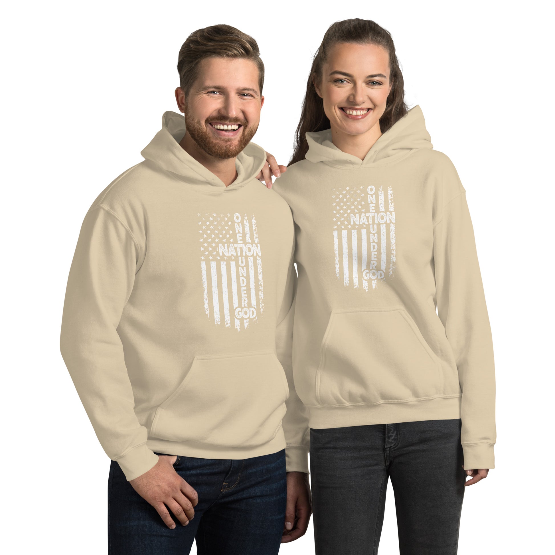 One Nation Under God Hoodie - Color: Sand