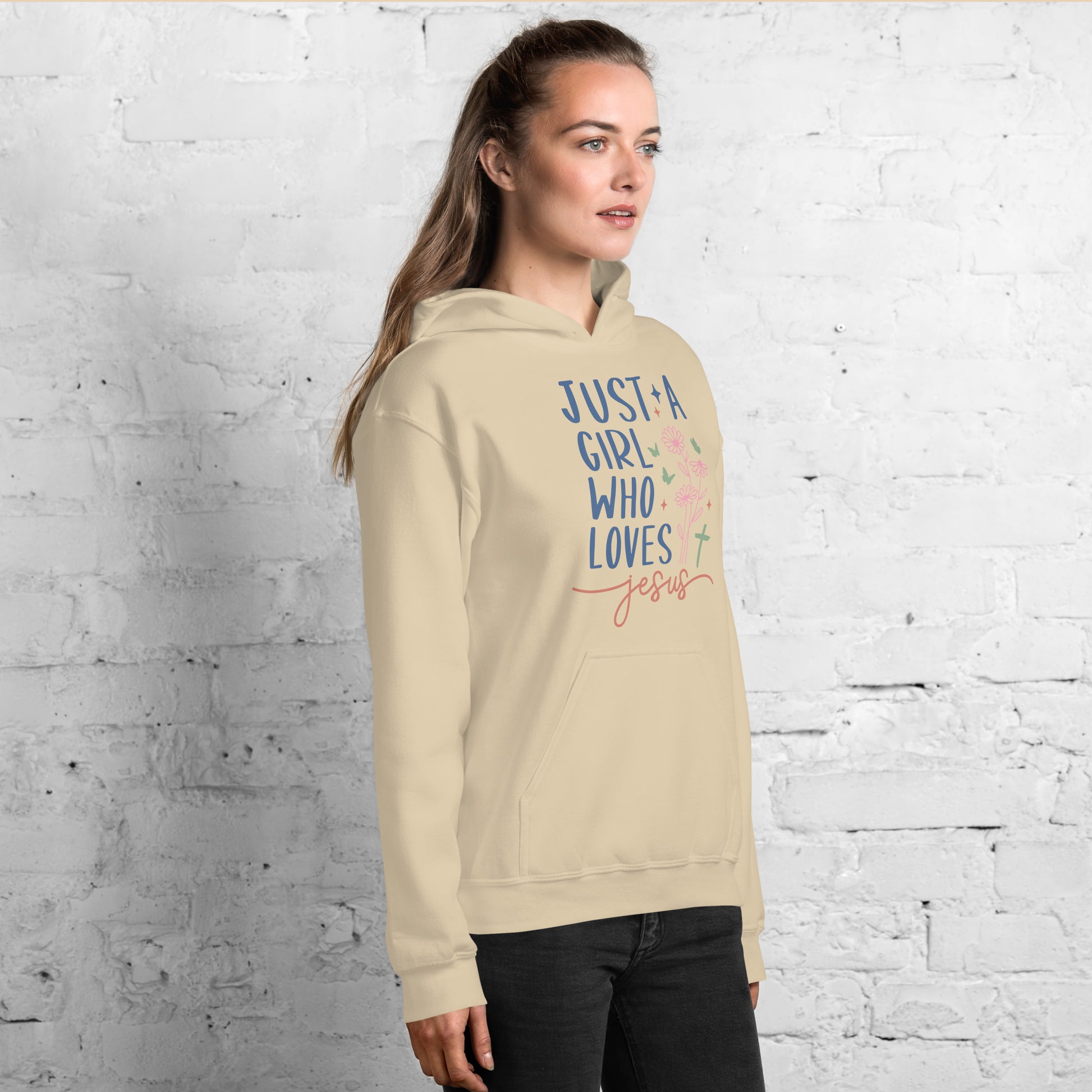 Just A Girl Who Loves Jesus Hoodie - Color: Black