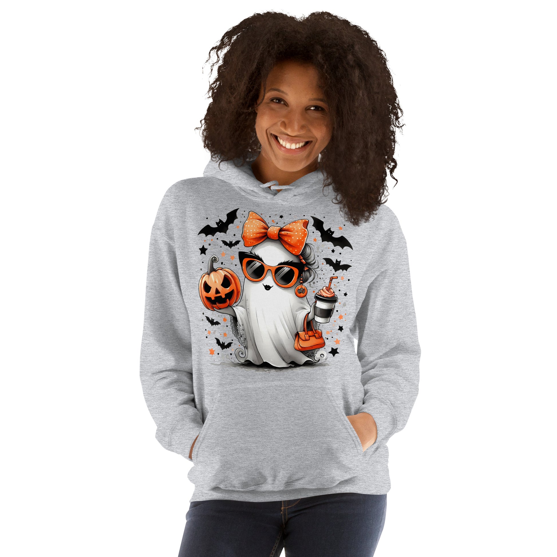 Cute Halloween Mom Ghost Hoodie Color: Red