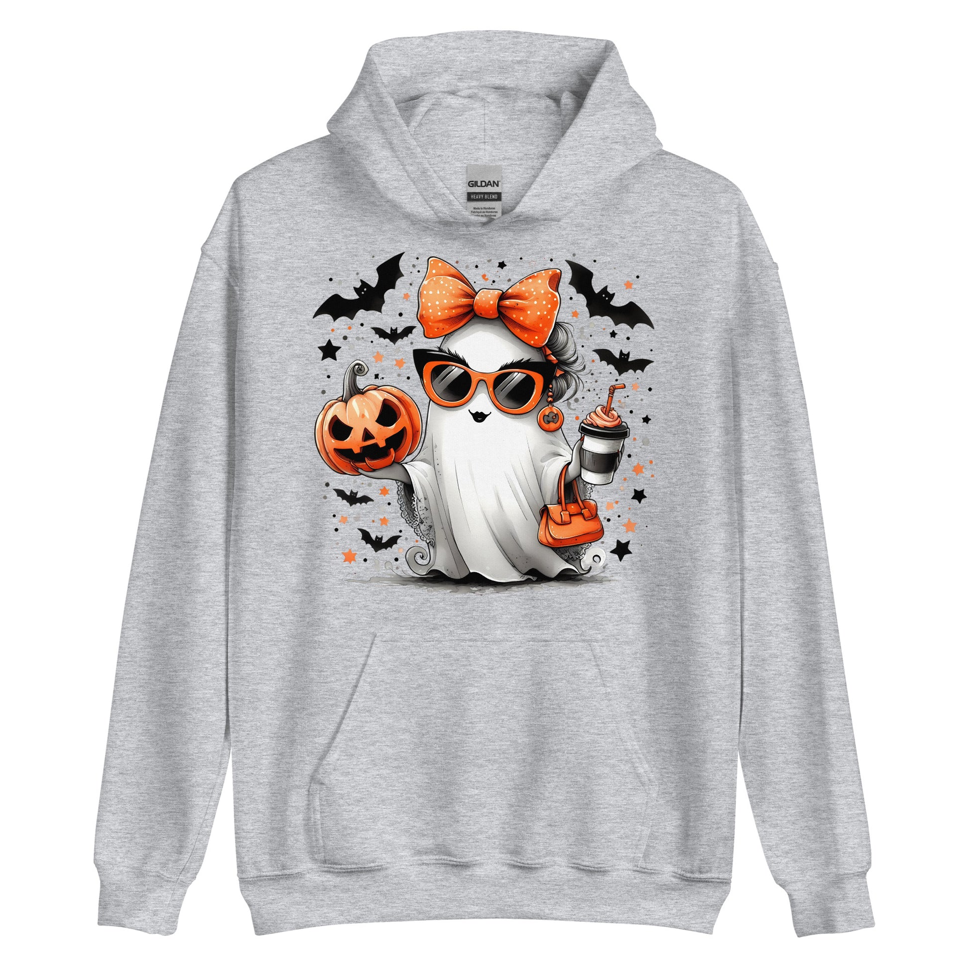 Cute Halloween Mom Ghost Hoodie Color: Sport Grey