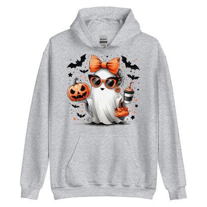 Cute Halloween Mom Ghost Hoodie Color: Sport Grey