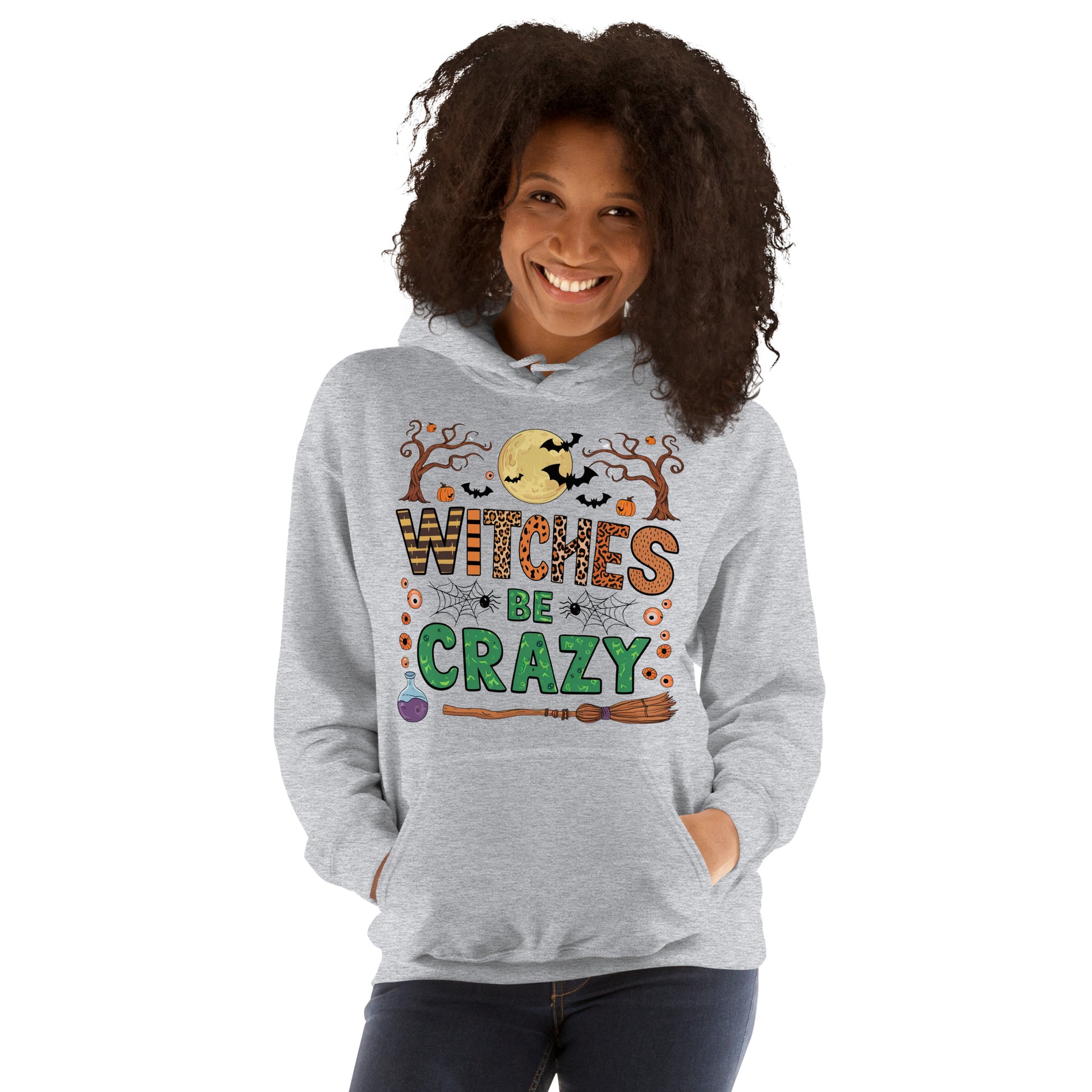 Witches Be Crazy Hoodie (Halloween Witch) Color: Red