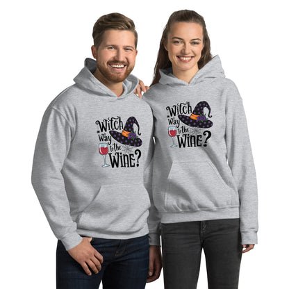 Witch Way To The Wine Hoodie (Halloween Witch) Color: Sport Grey