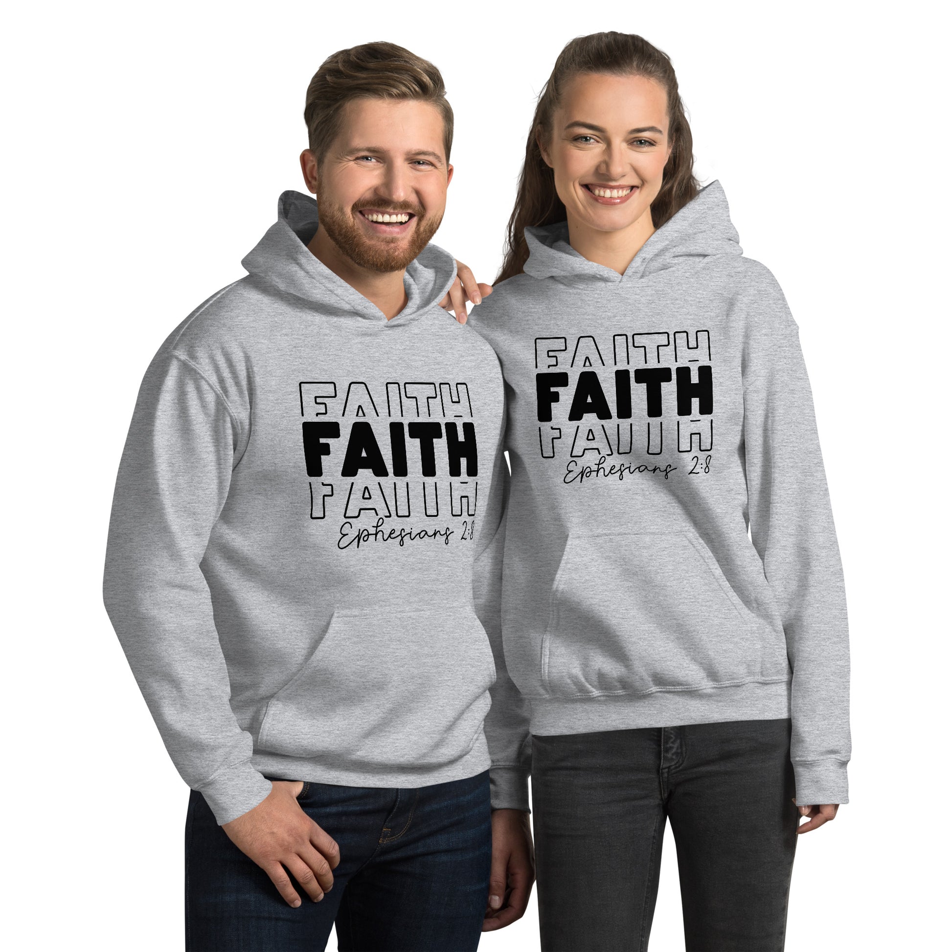 Faith Ephesians 2:8 Hoodie (essence of Faith as a gift from God) - Color: Sport Grey