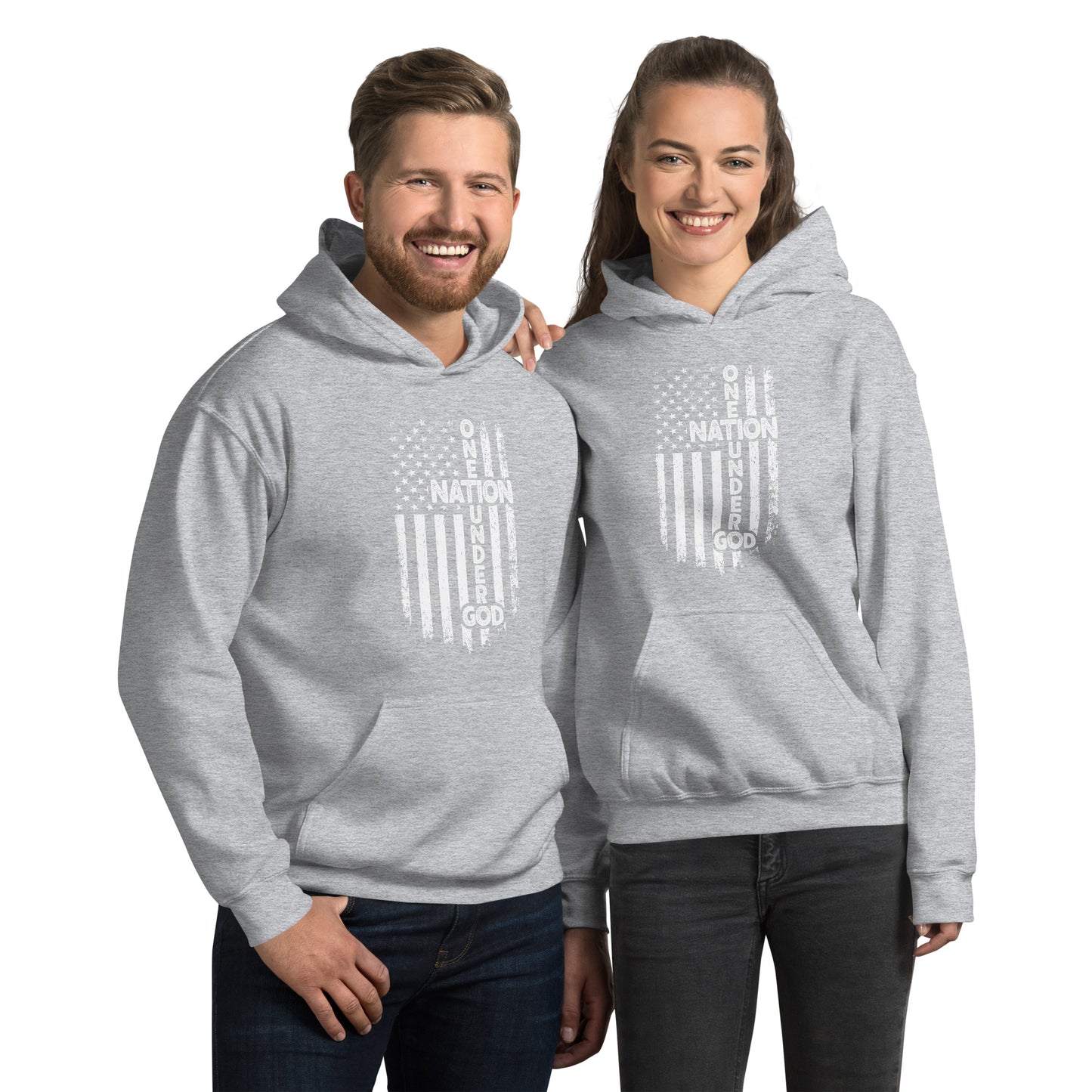 One Nation Under God Hoodie - Color: Sport Grey