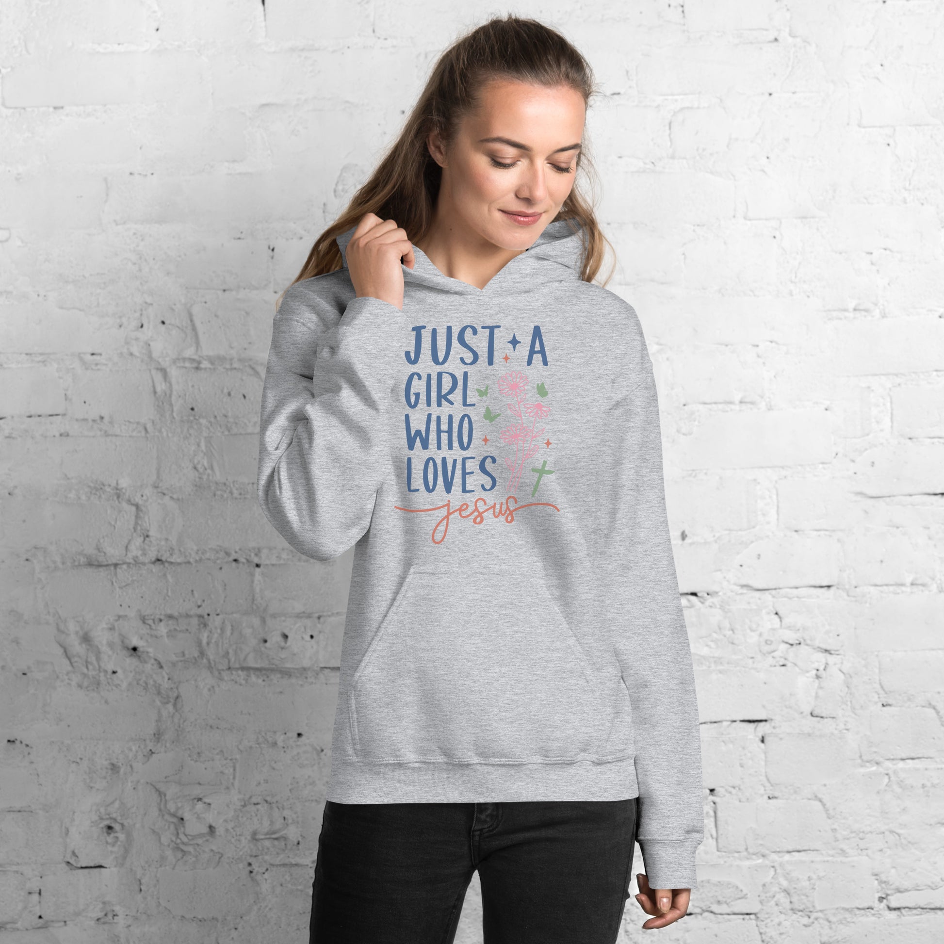 Just A Girl Who Loves Jesus Hoodie - Color: Sport Grey