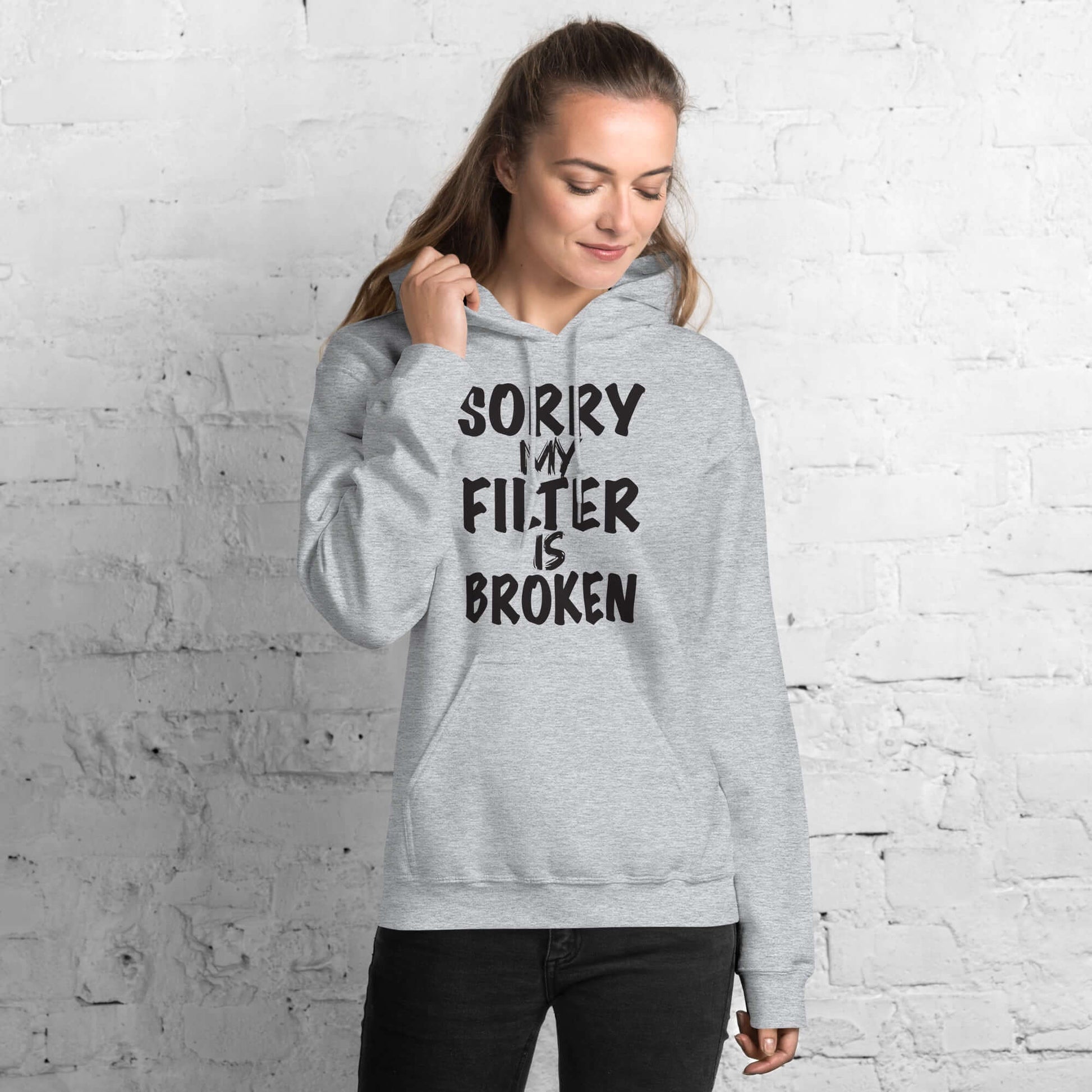Sorry My Filter Is Broken Hoodie – Funny & Bold Color: Red