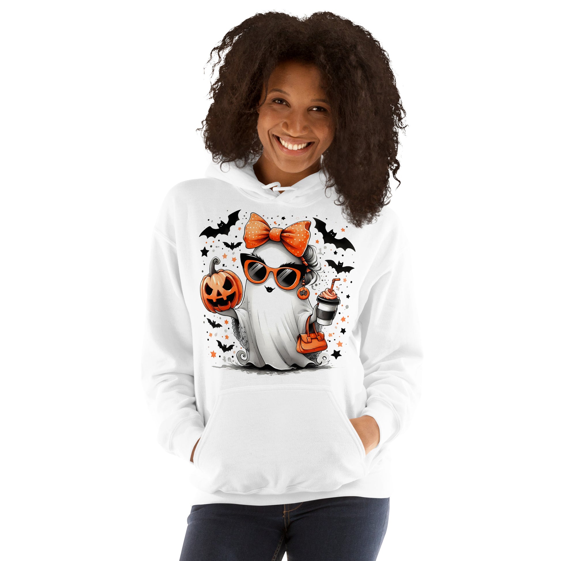 Cute Halloween Mom Ghost Hoodie Color: Red