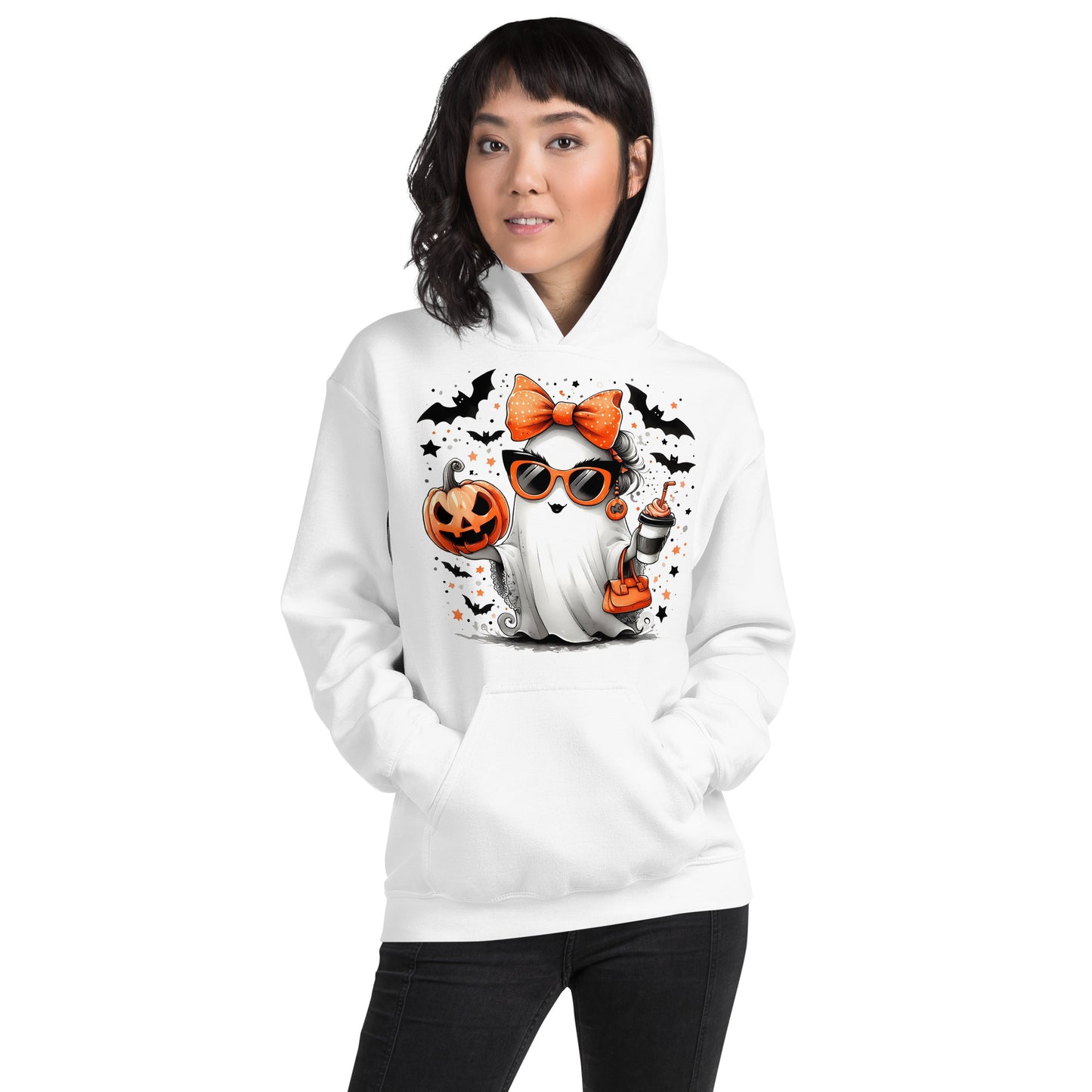 Cute Halloween Mom Ghost Hoodie Color: Red