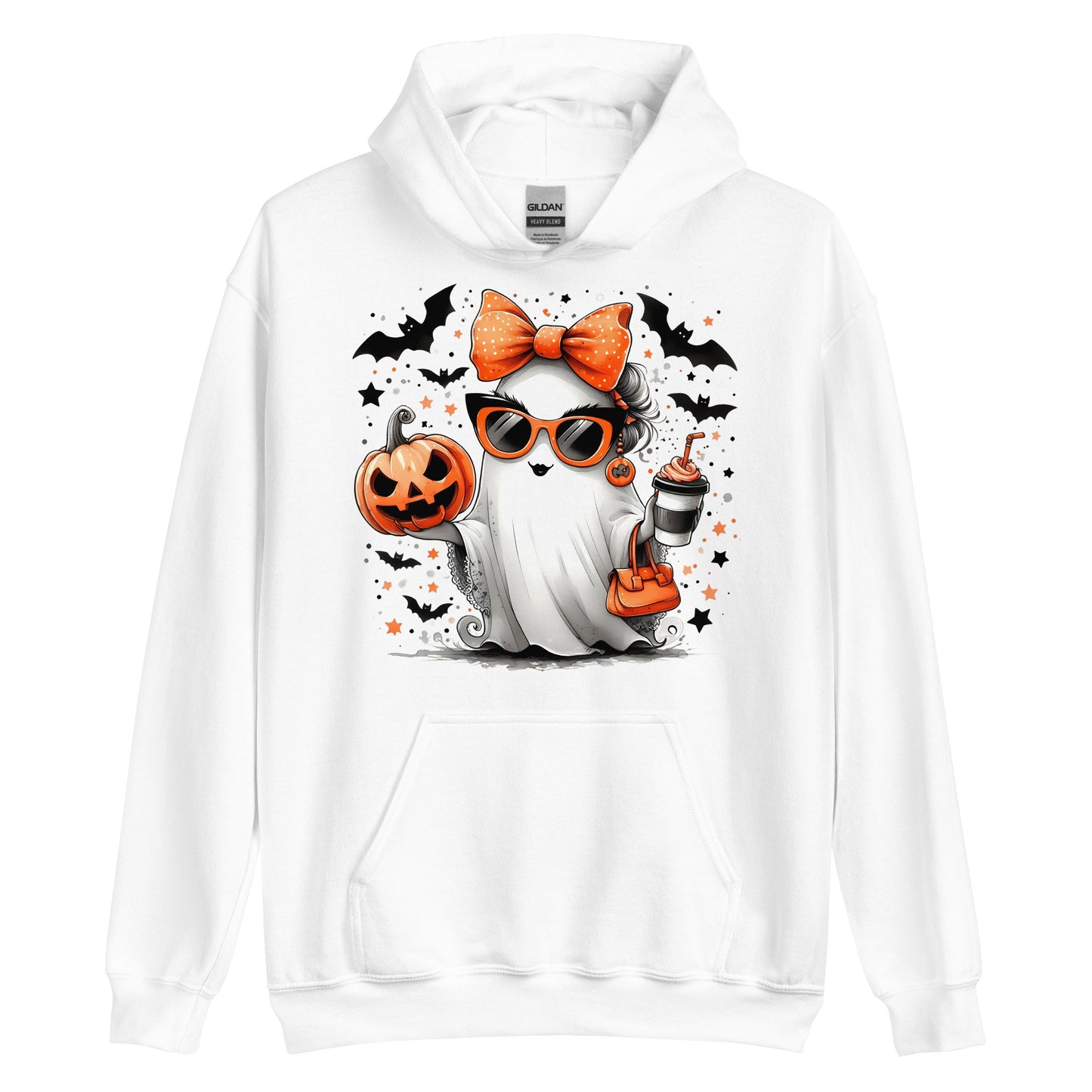 Cute Halloween Mom Ghost Hoodie Color: White