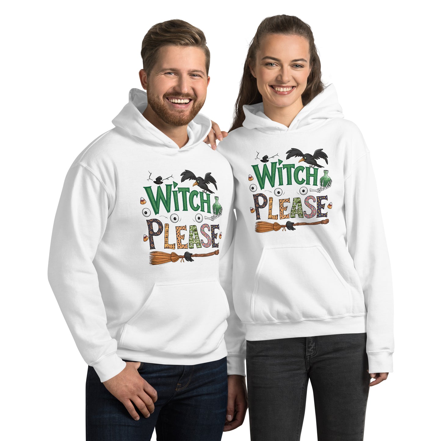 Witch Please Hoodie (Halloween Witch) - Color: White