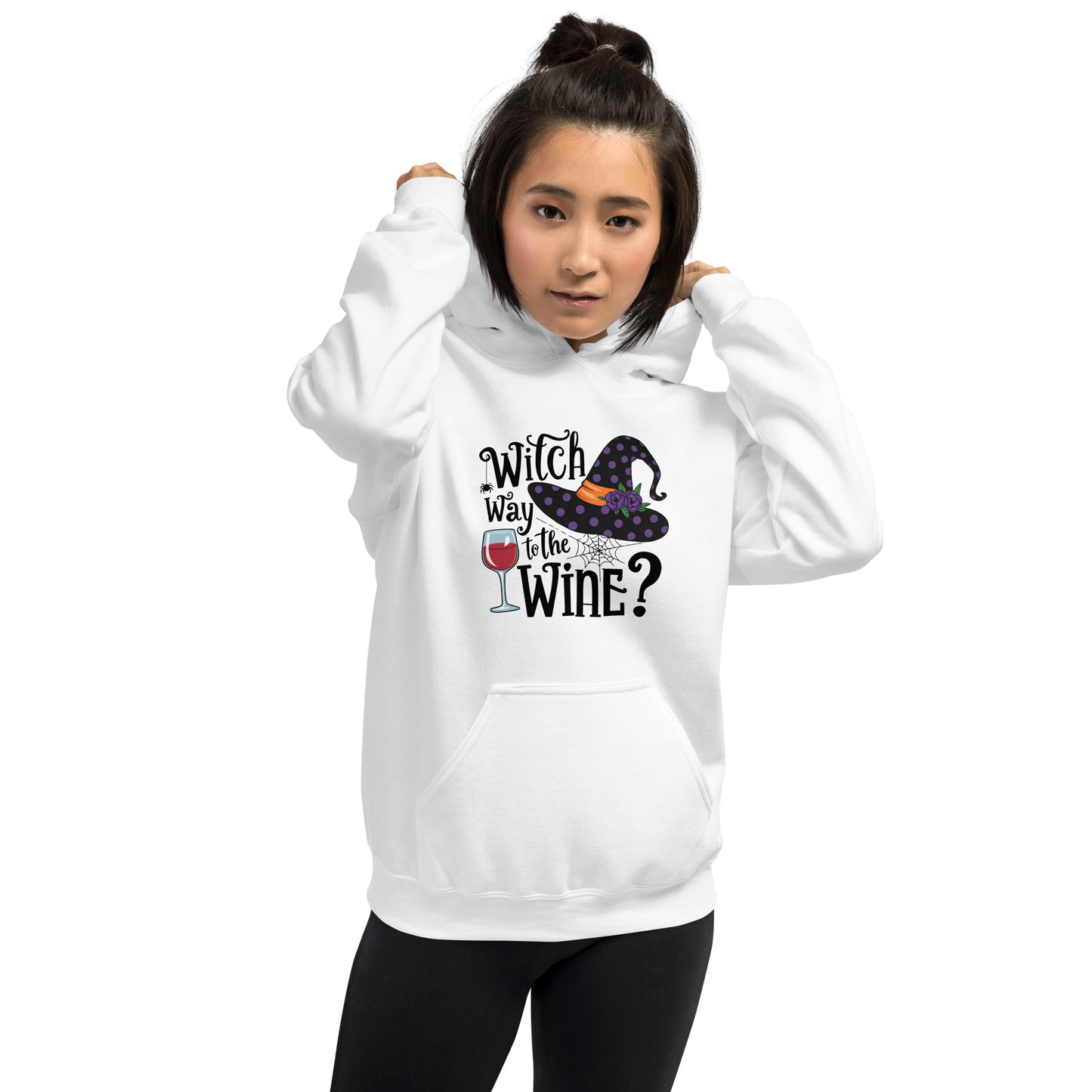 Witch Way To The Wine Hoodie (Halloween Witch) Color: Red