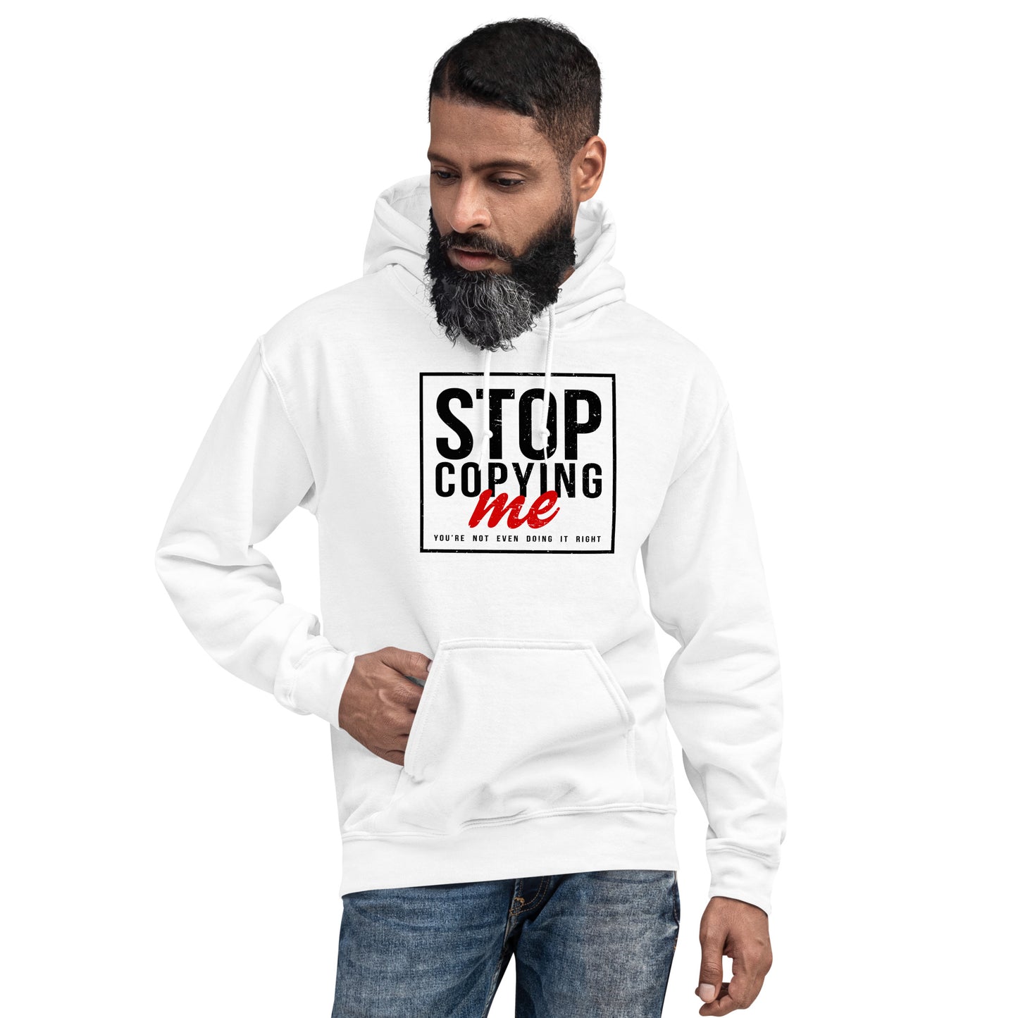 Stop Copying Me Hoodie - Color: Dark Heather