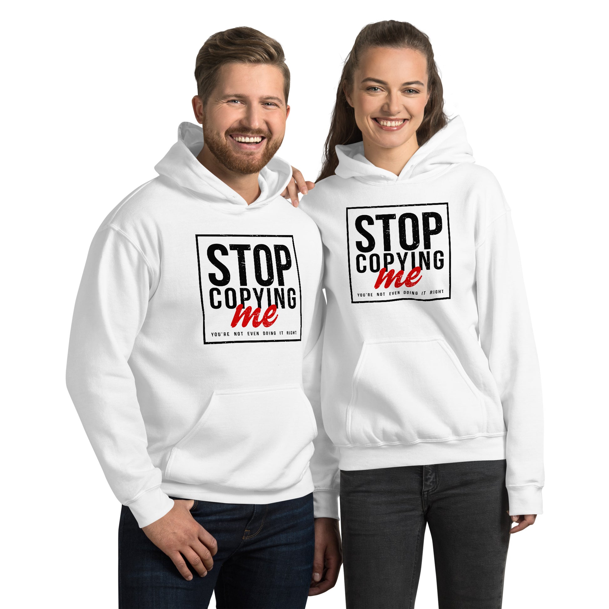 Stop Copying Me Hoodie - Color: White