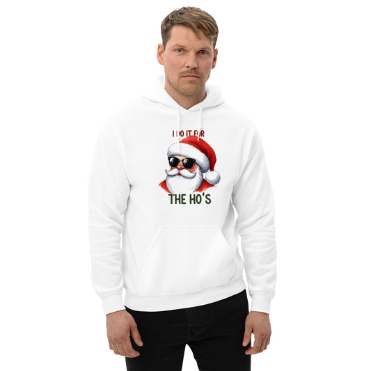 I Do It for the Ho's Hoodie (Christmas Santa) - Color: White