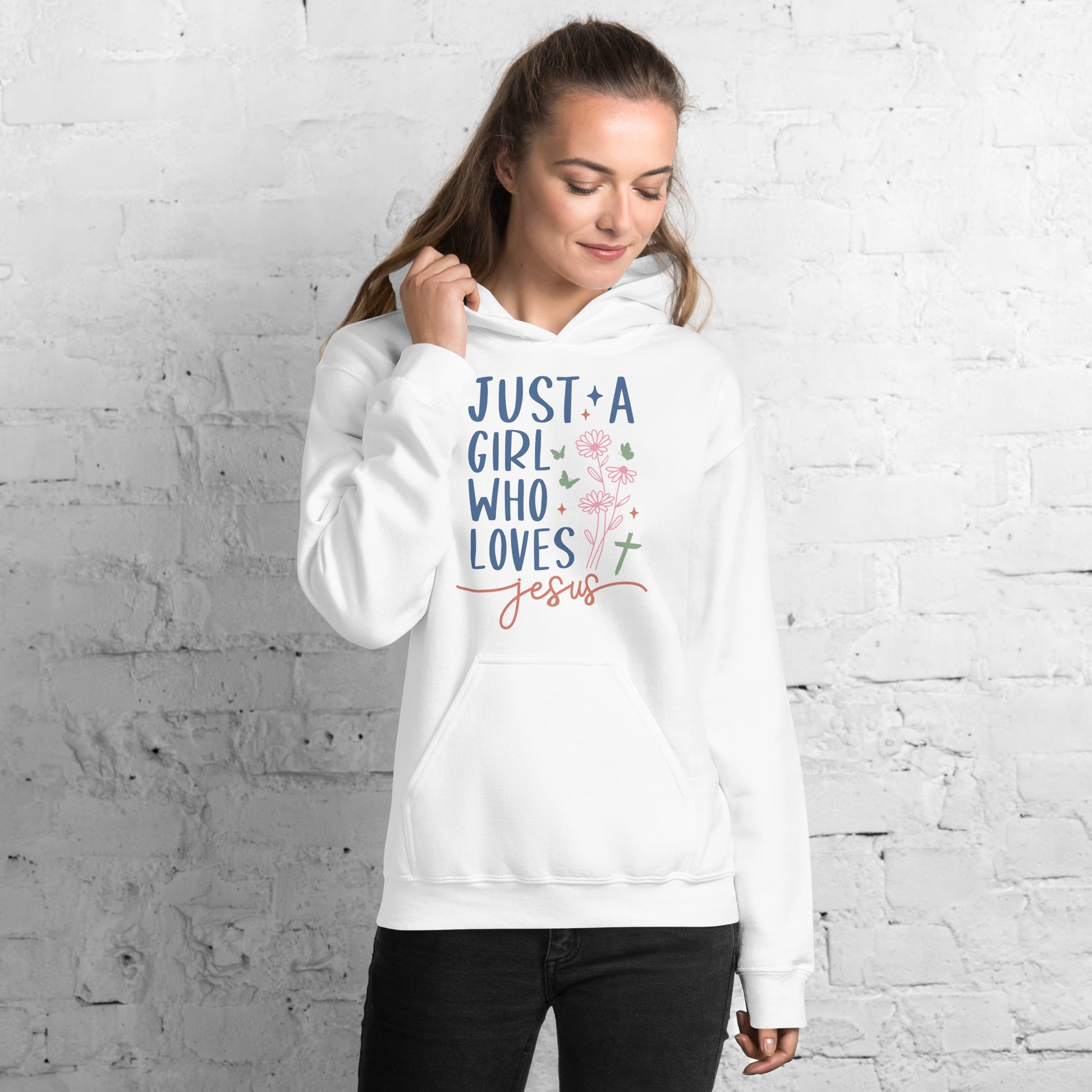 Just A Girl Who Loves Jesus Hoodie - Color: White