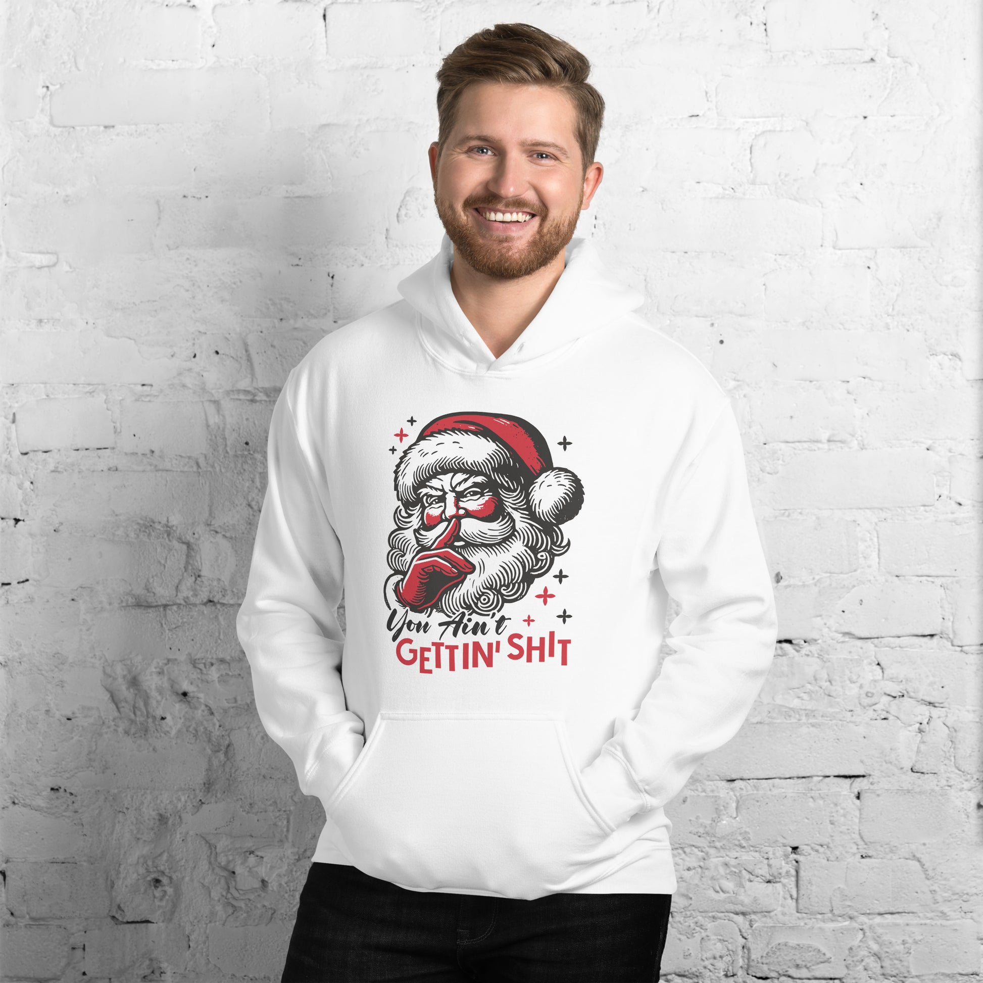 Santa - You Ain't Gettin' Shit (Naughty Christmas) Hoodie - Color: Light Blue