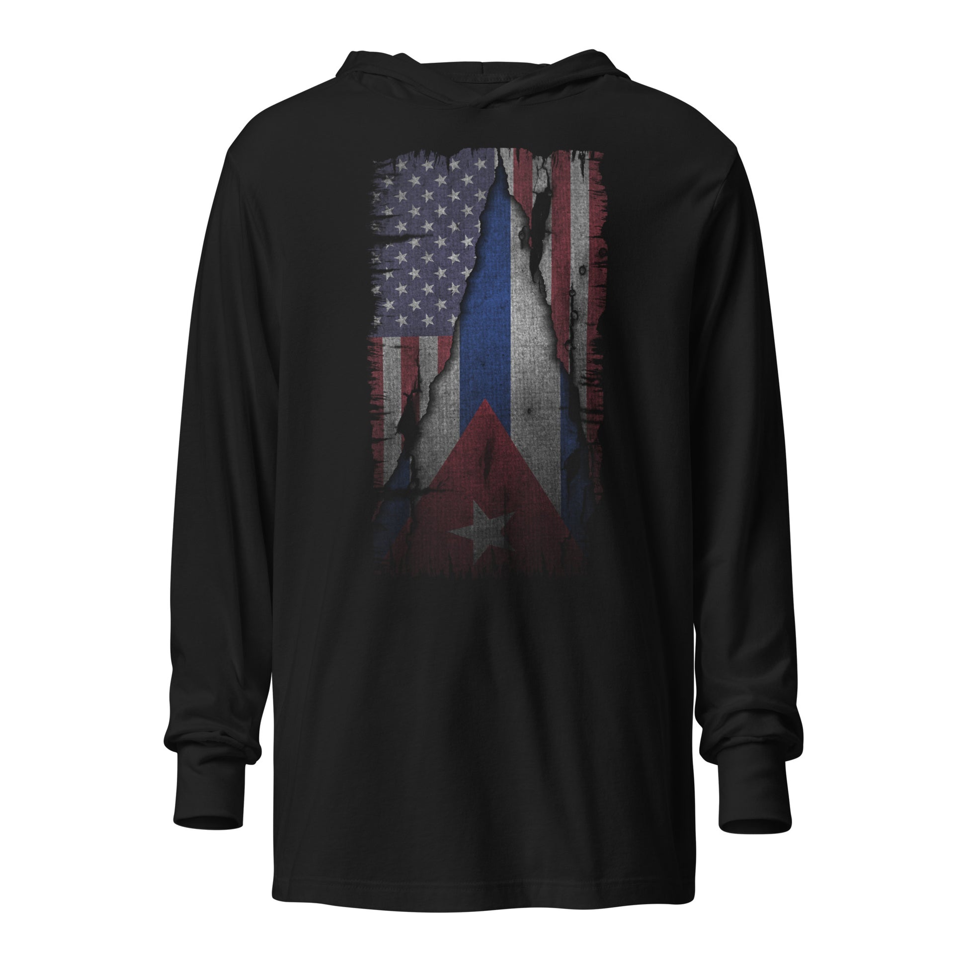 Cuban American Flag Hoodie Tee – Heritage Pride Shirt Color: Black