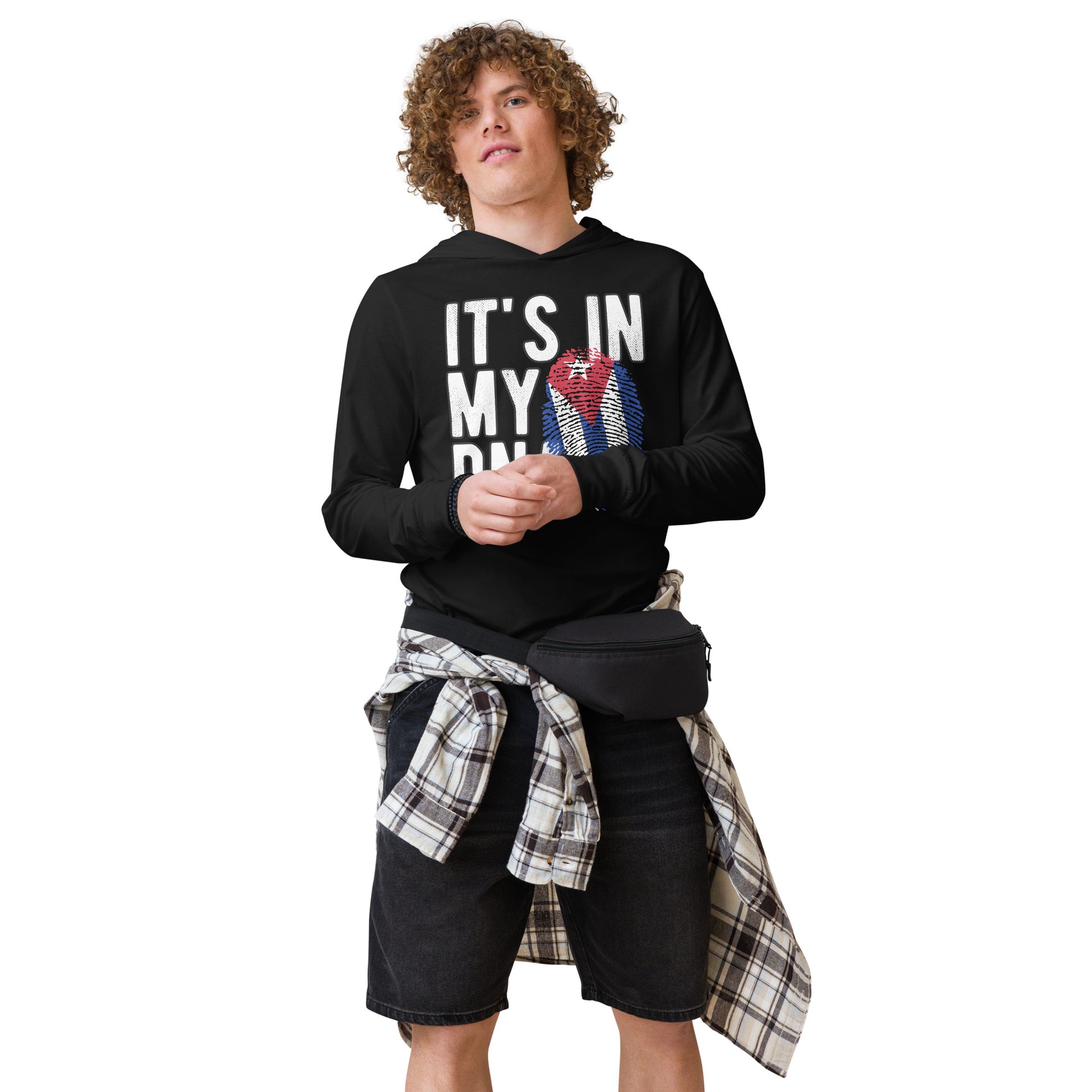 Cuban DNA Long Sleeve Tee – Fingerprint Flag Shirt Color: Black