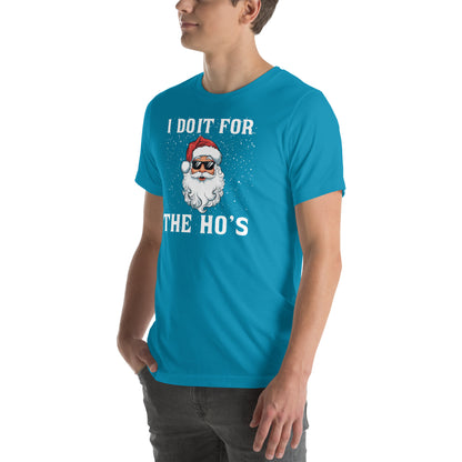 I Do It for the Ho's - Christmas Santa T-Shirt - Color: Black