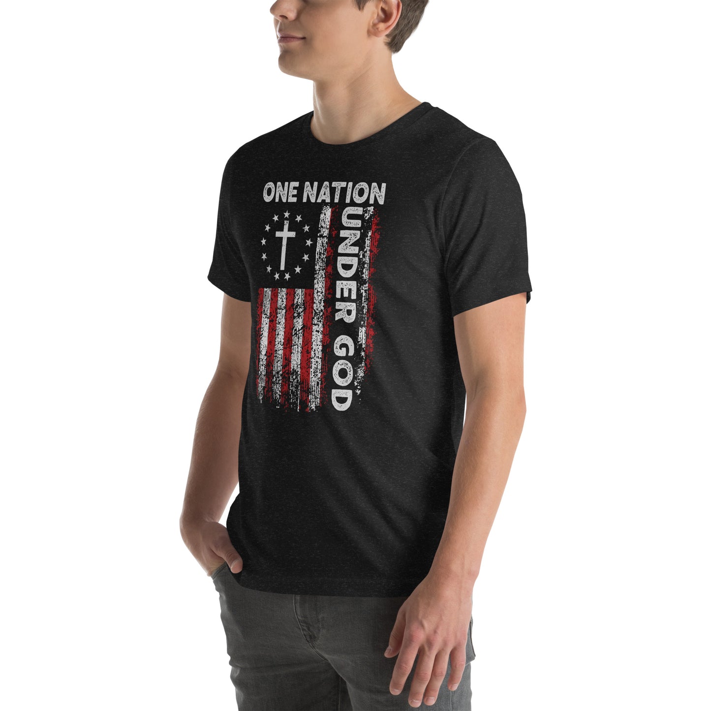 One Nation Under God T-Shirt (God and Country) - Color: Black Heather