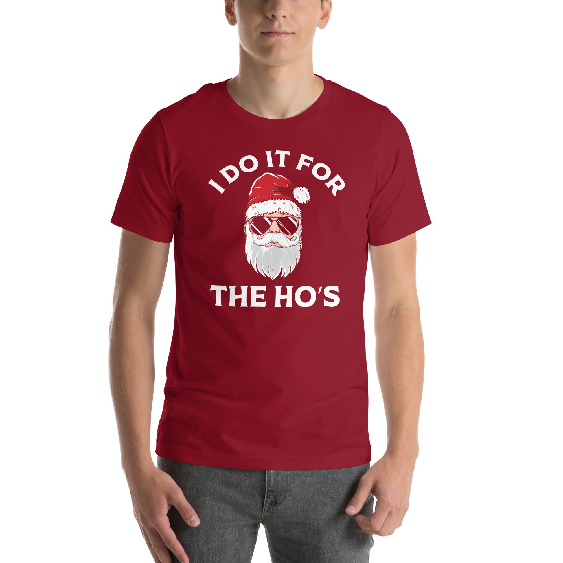 Christmas Santa Says I Do It for the Ho's T-Shirt Color: Cardinal