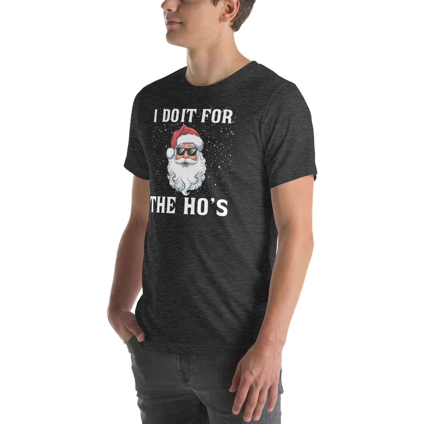 I Do It for the Ho's - Christmas Santa T-Shirt - Color: Black