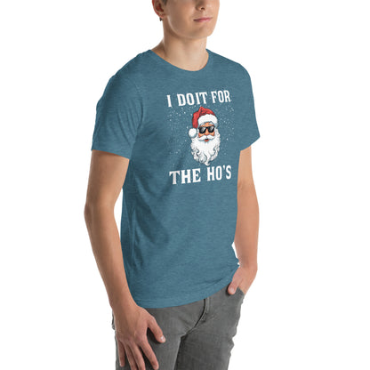 I Do It for the Ho's - Christmas Santa T-Shirt - Color: Black