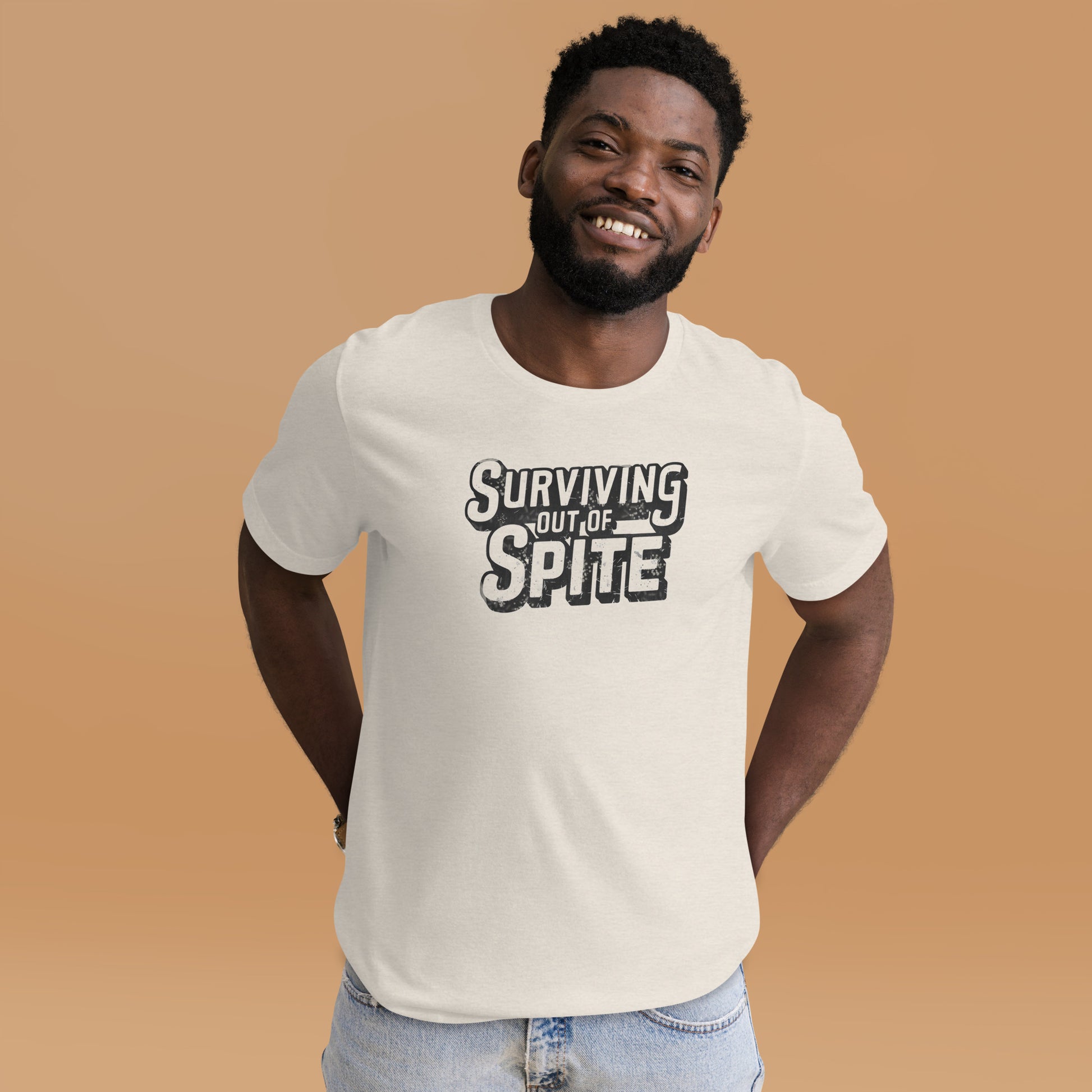 Surviving Out Of Spite T-Shirt - Color: Heather Prism Dusty Blue