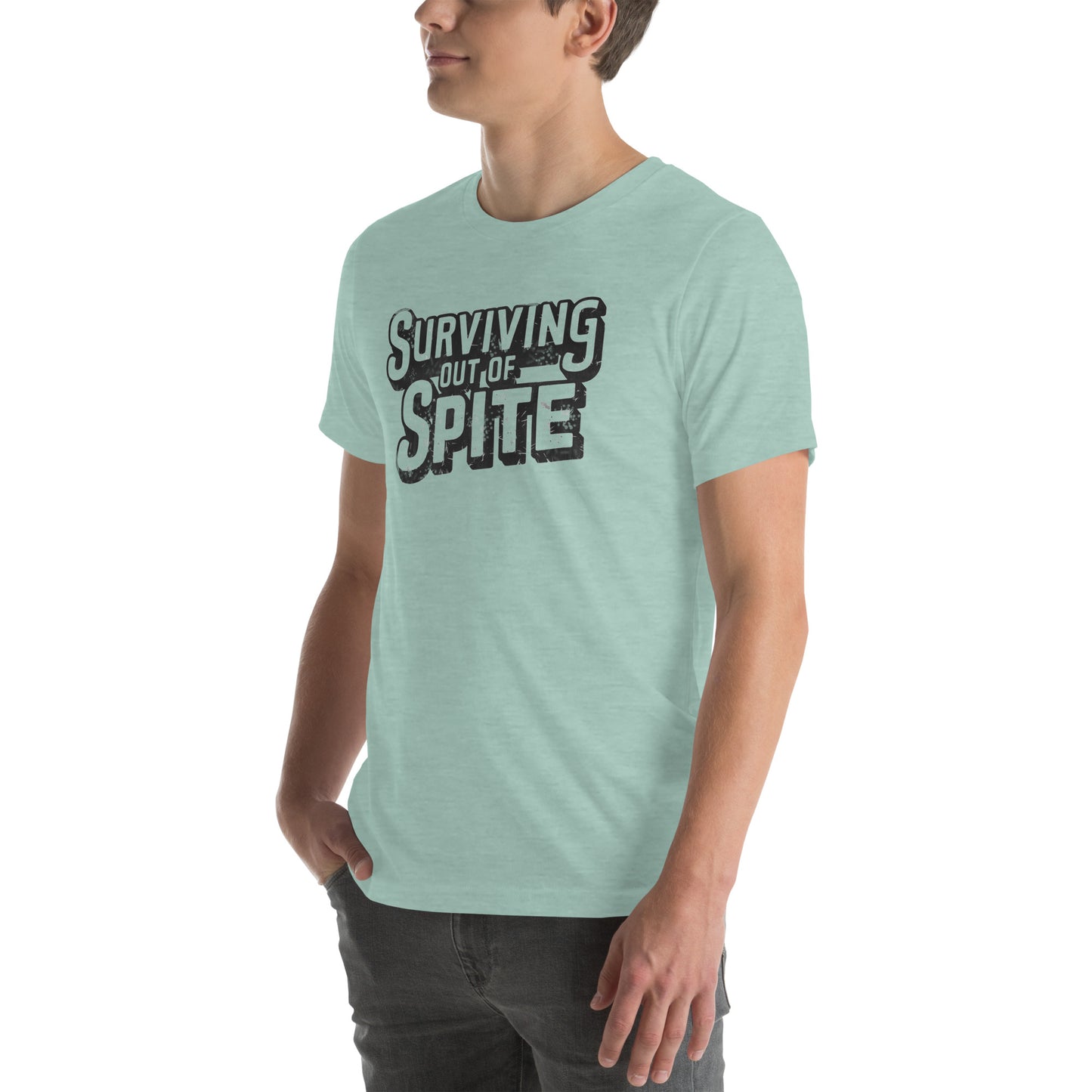 Surviving Out Of Spite T-Shirt - Color: Heather Prism Dusty Blue