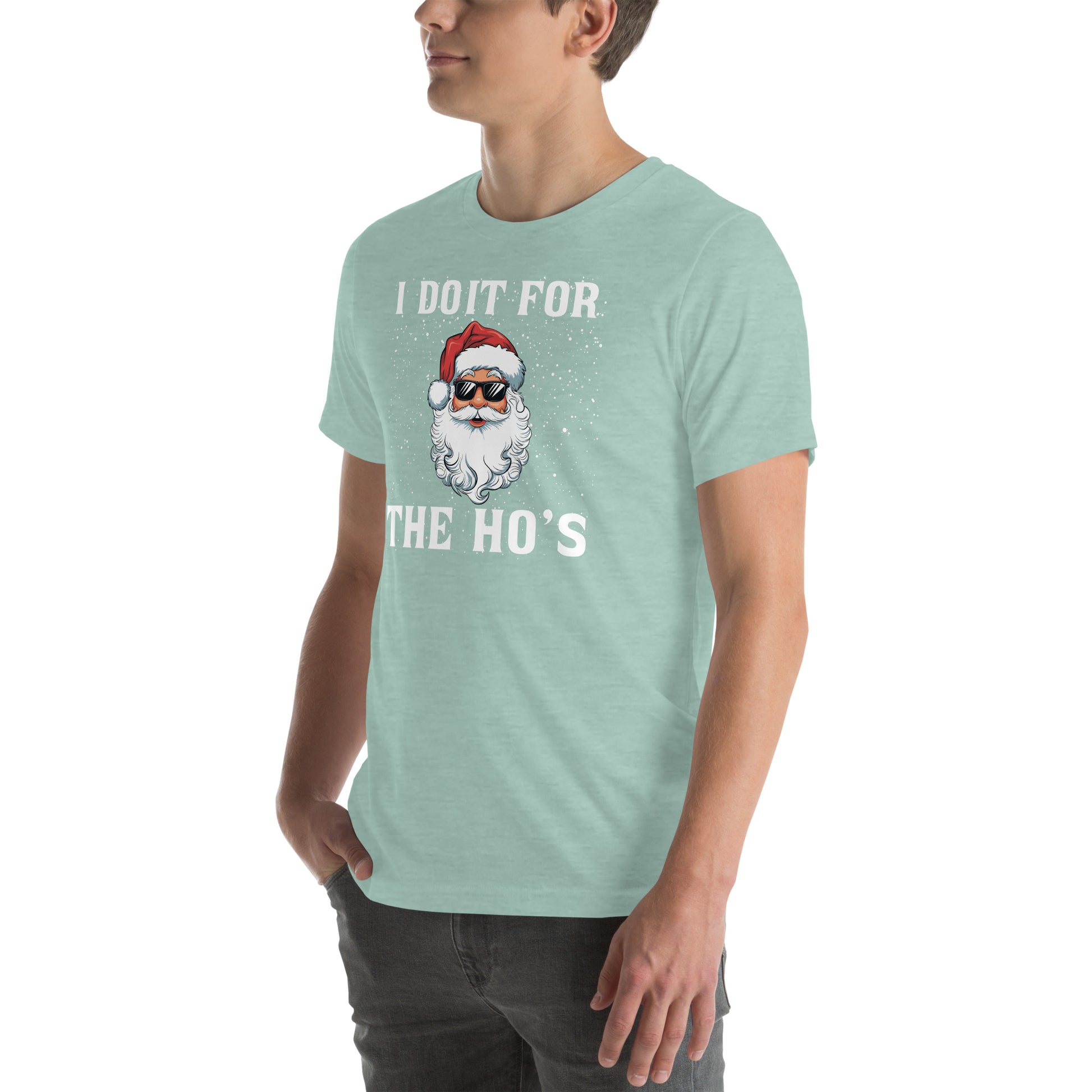 I Do It for the Ho's - Christmas Santa T-Shirt - Color: Black