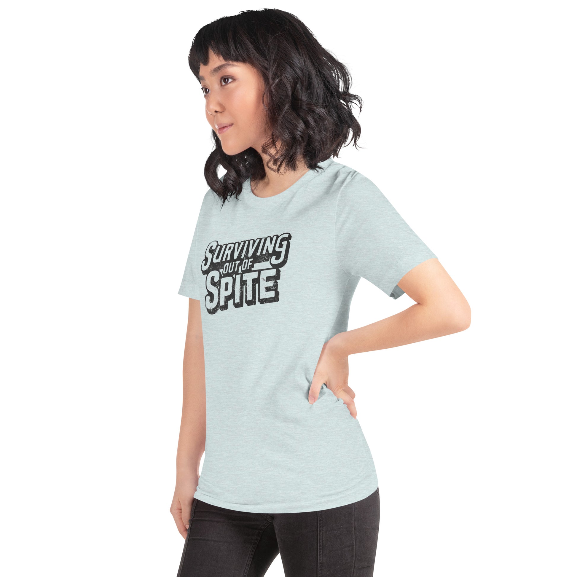 Surviving Out Of Spite T-Shirt - Color: Heather Prism Dusty Blue