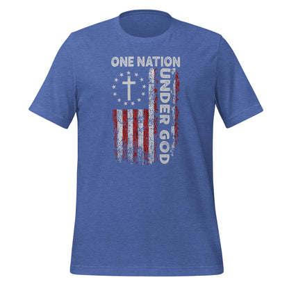 One Nation Under God T-Shirt (God and Country) - Color: Heather True Royal