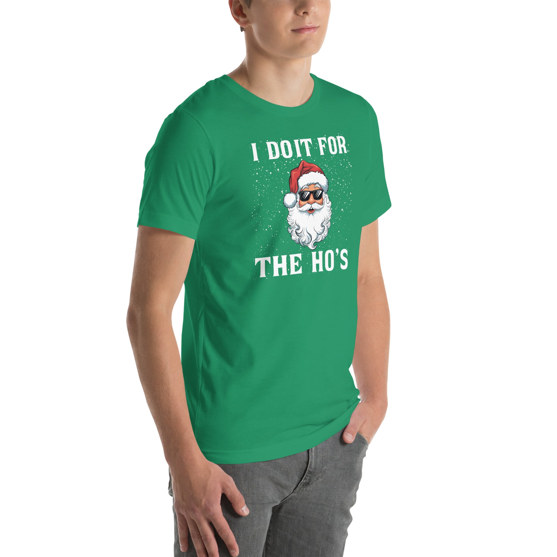 I Do It for the Ho's - Christmas Santa T-Shirt - Color: Black