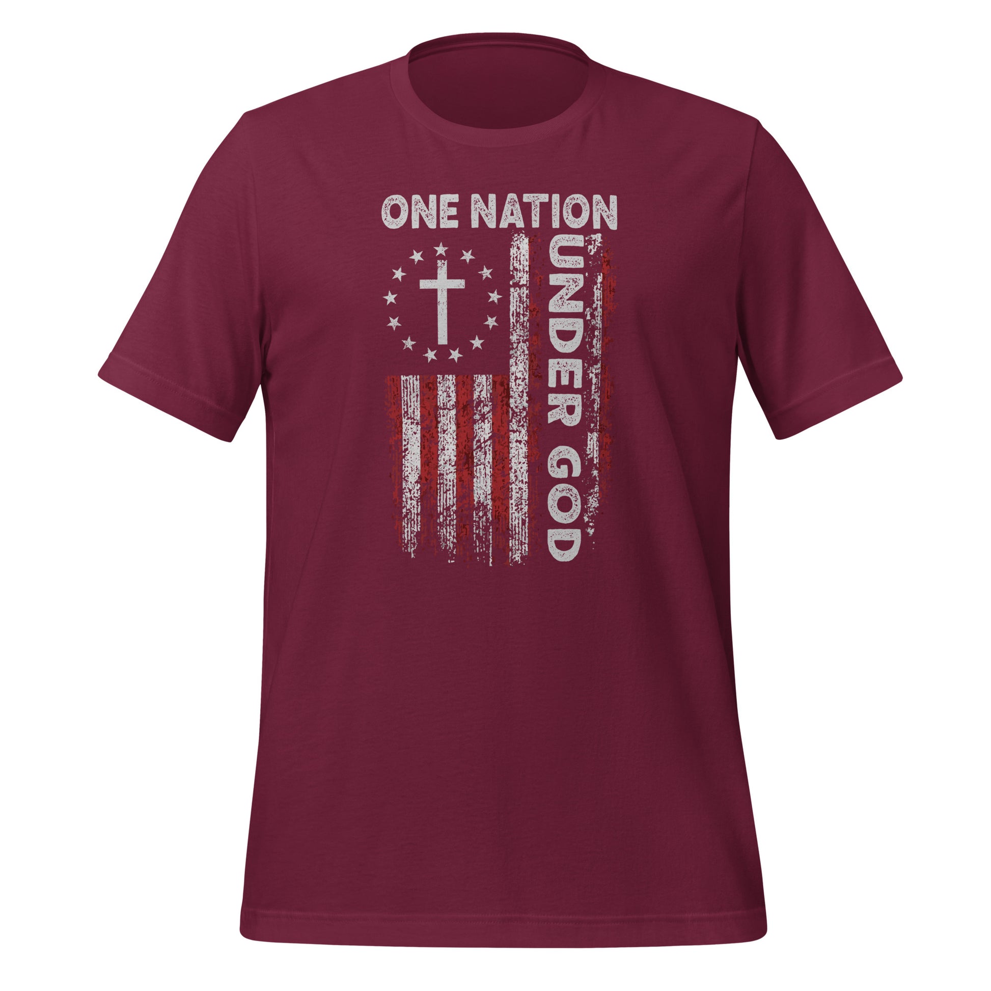 One Nation Under God T-Shirt (God and Country) Color: Maroon