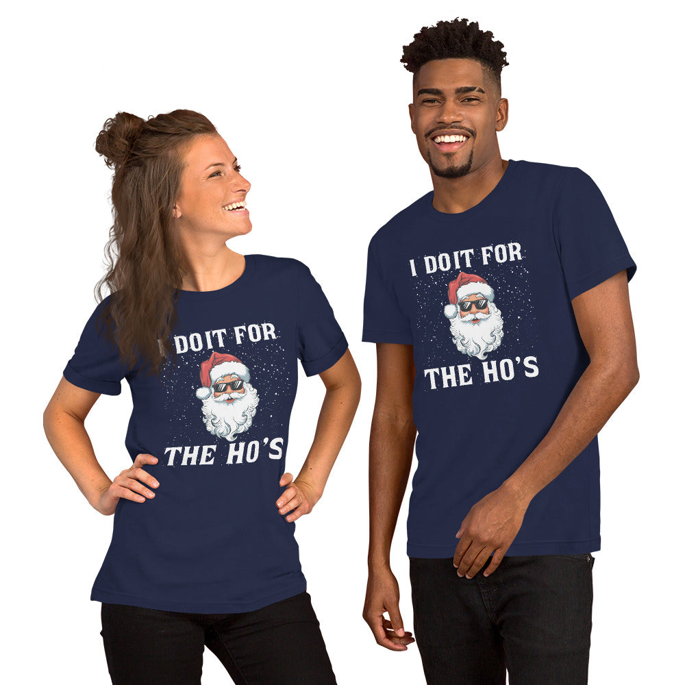 I Do It for the Ho's (Christmas - Santa) T-Shirt Color: Navy