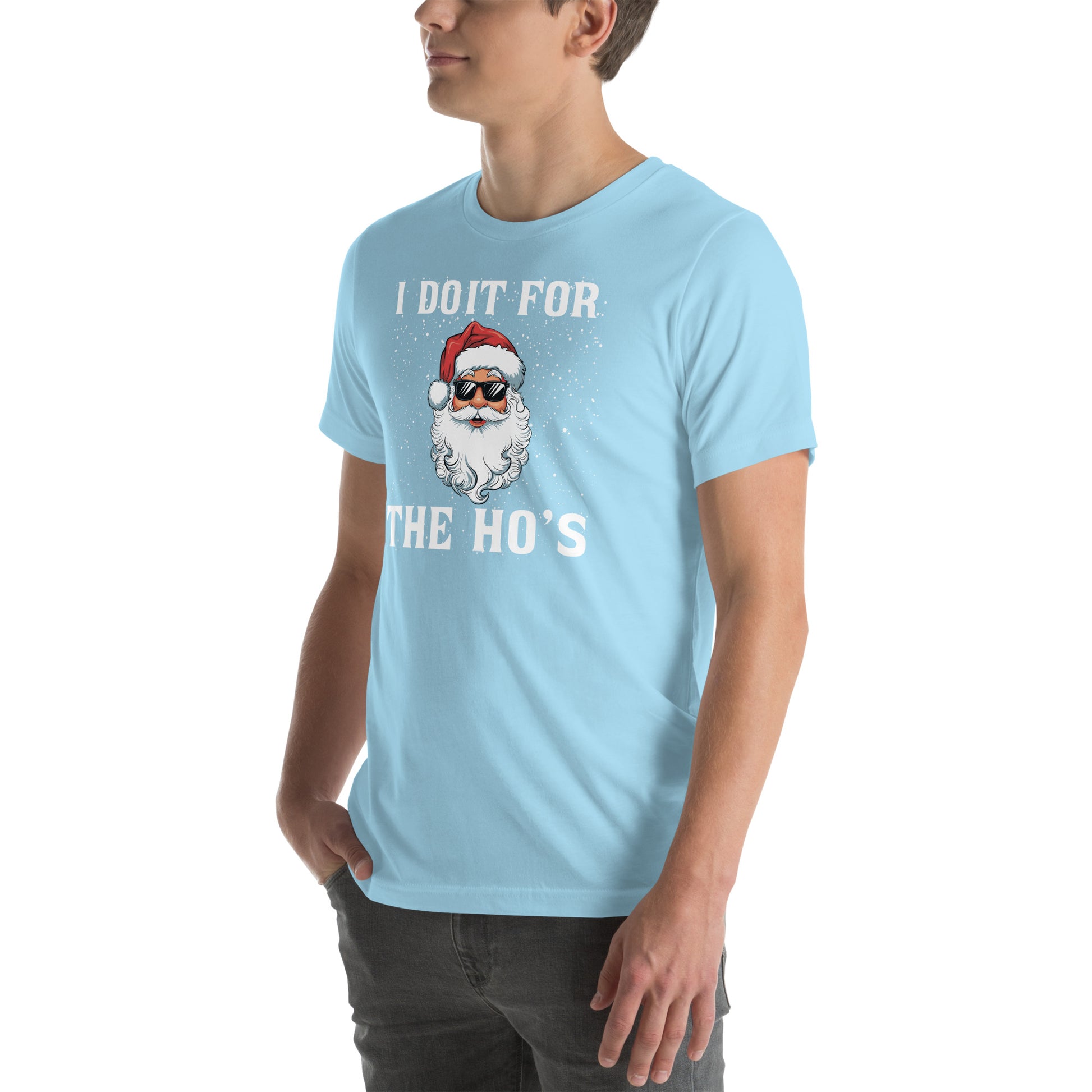 I Do It for the Ho's - Christmas Santa T-Shirt - Color: Black