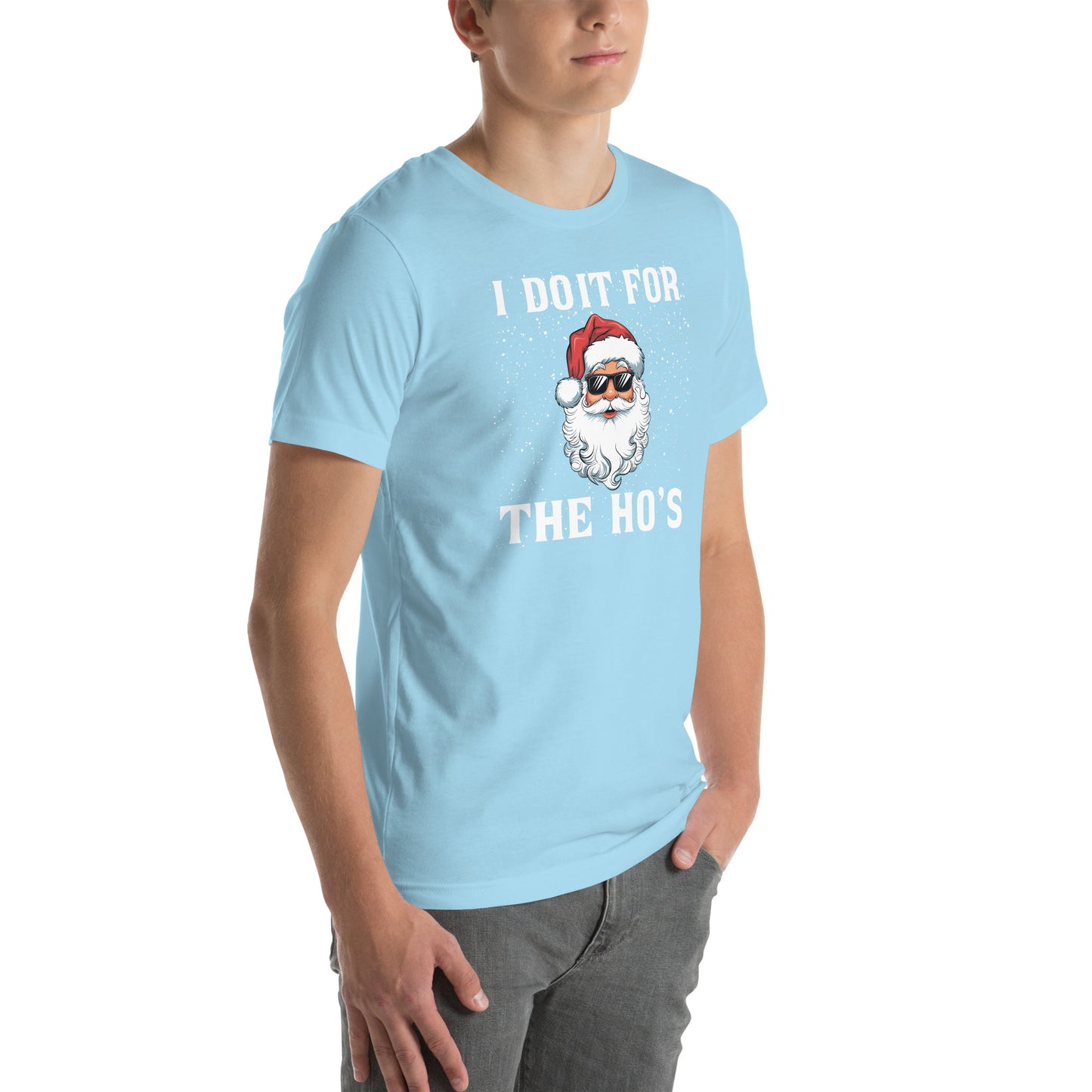 I Do It for the Ho's - Christmas Santa T-Shirt - Color: Black